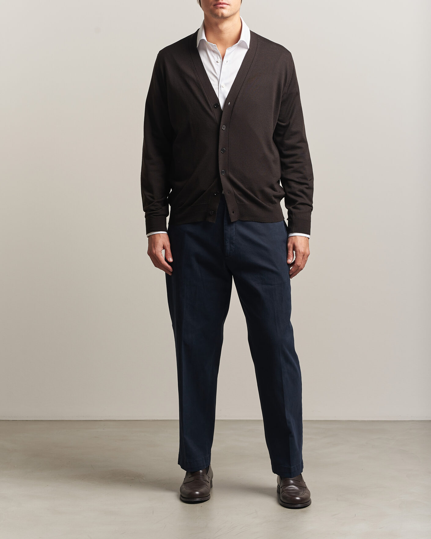 John Smedley Bradrick Extra Fine Merino Cardigan Faulkner Brown at