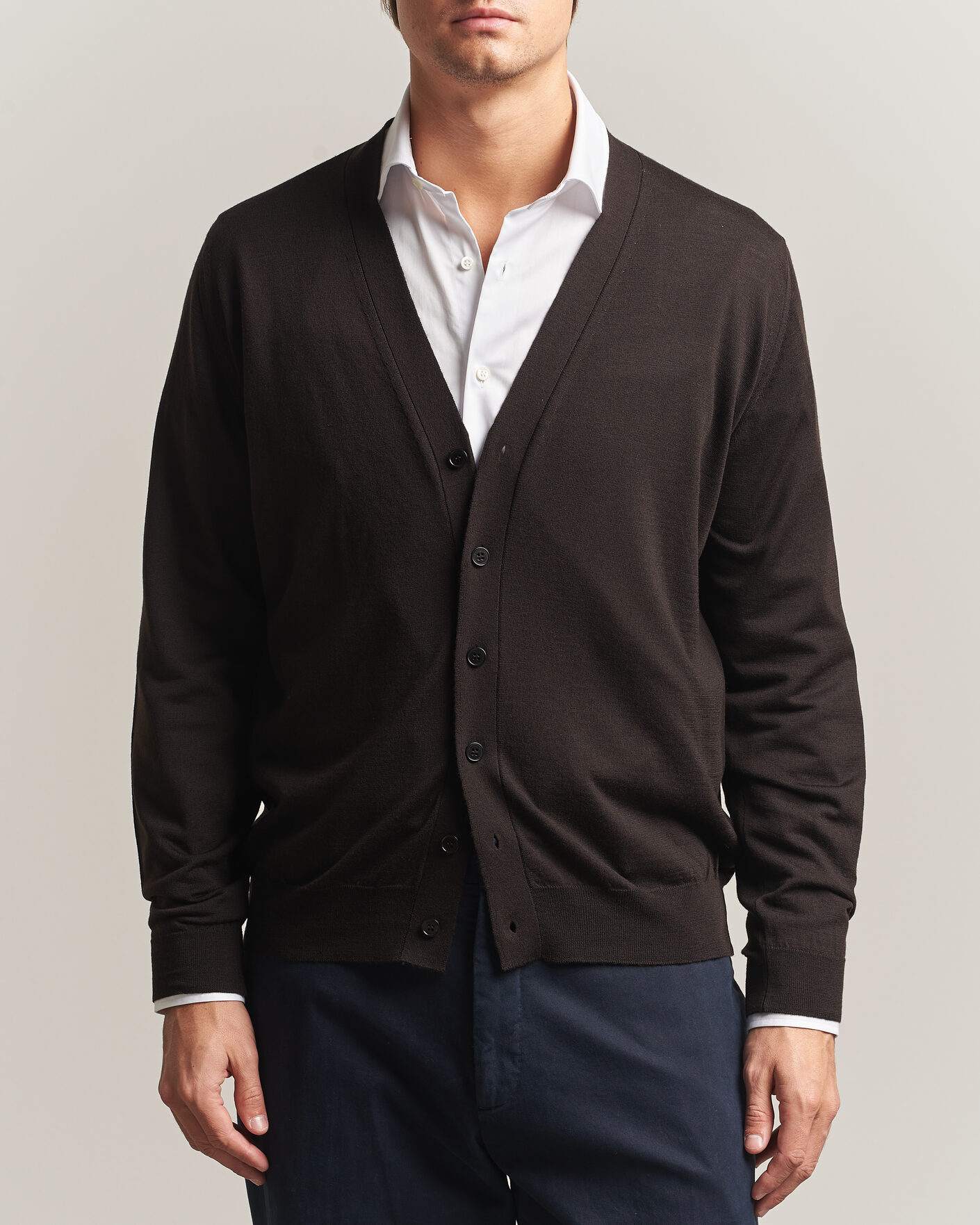 Men | Sweaters & Knitwear | John Smedley | Bradrick Extra Fine Merino Cardigan Faulkner Brown