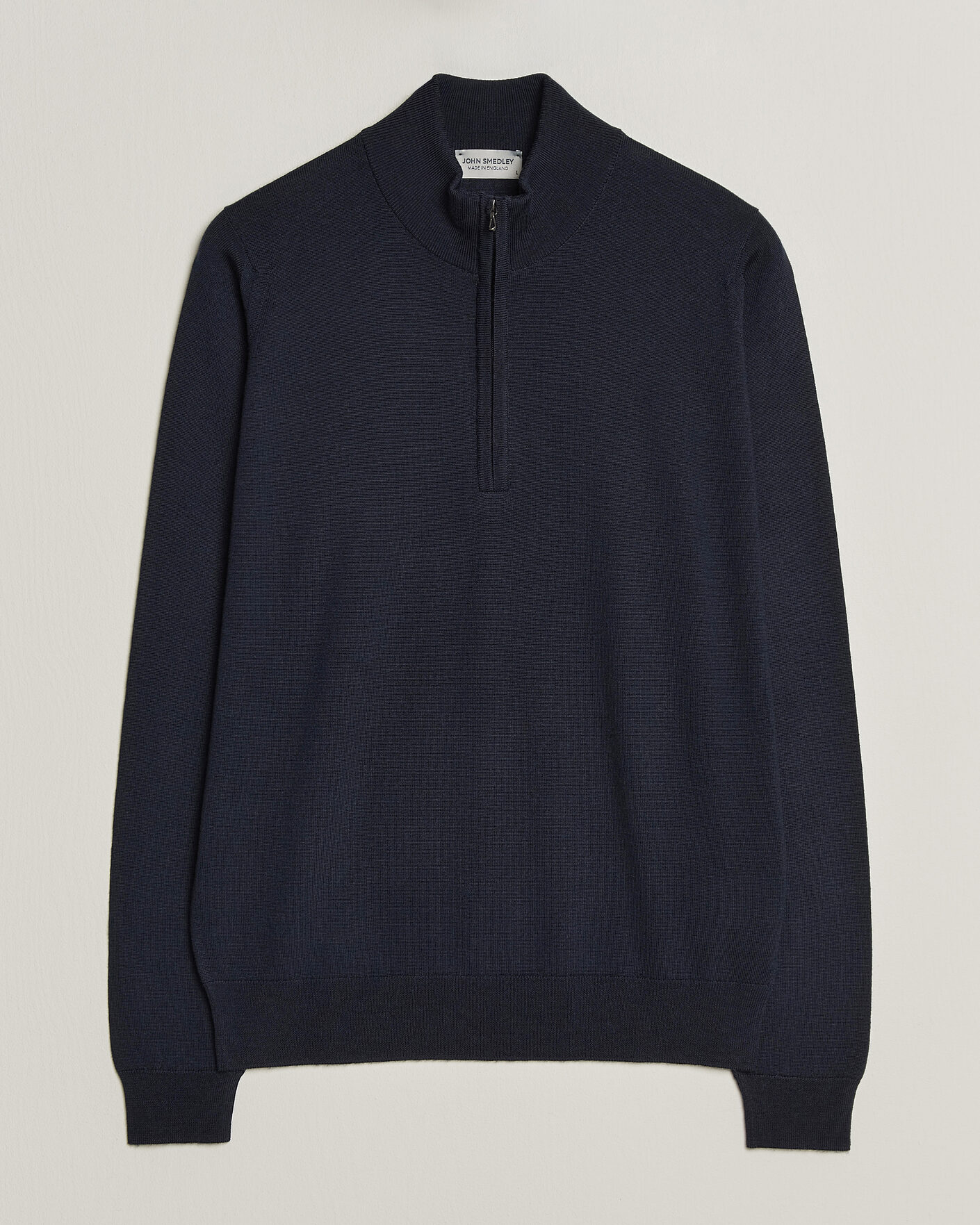 Men | Sweaters & Knitwear | John Smedley | Tapton Extra Fine Merino Half Zip Midnight