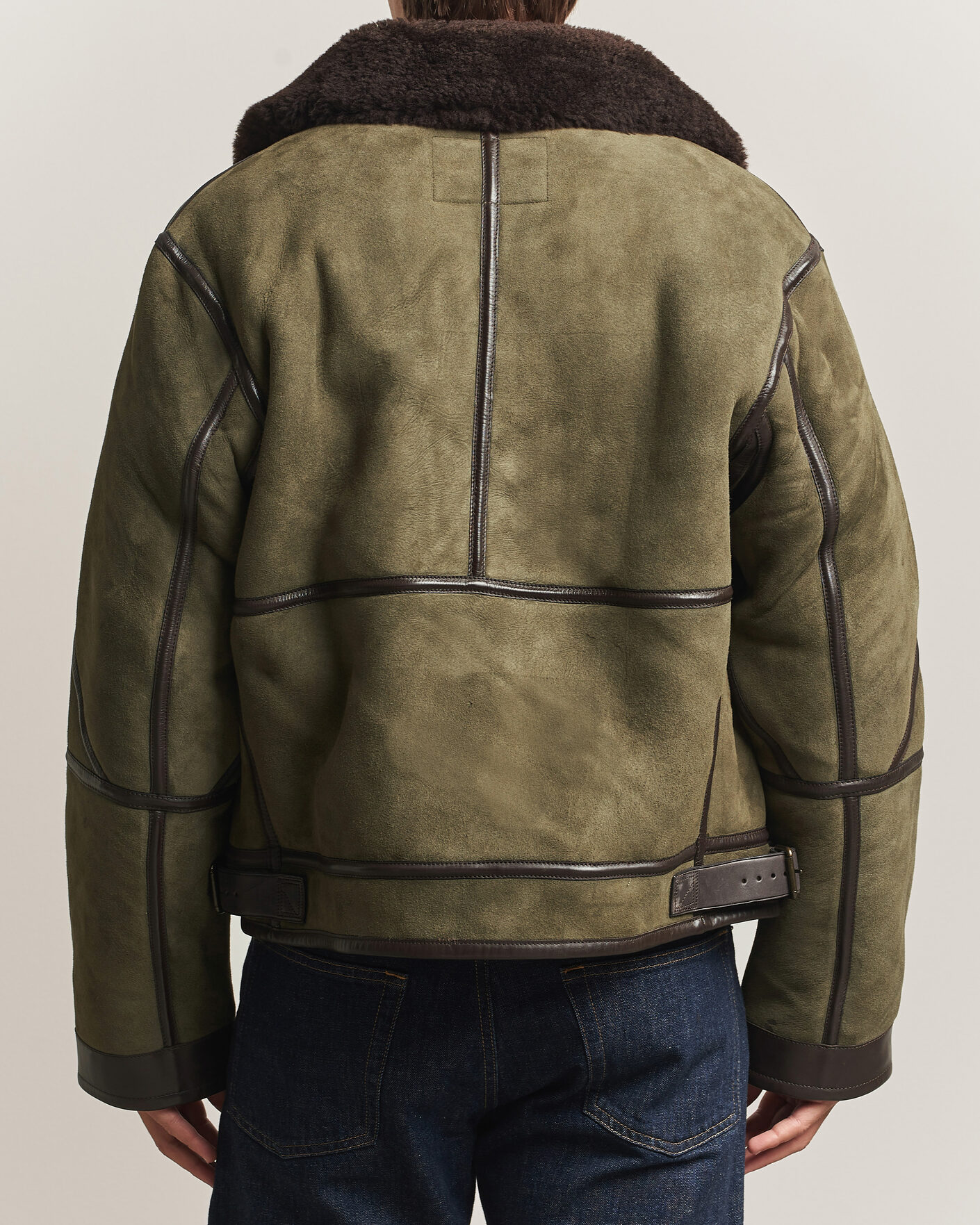 Men | Coats & Jackets | Polo Ralph Lauren | Suede Leather Flight Jacket Myrtle Green