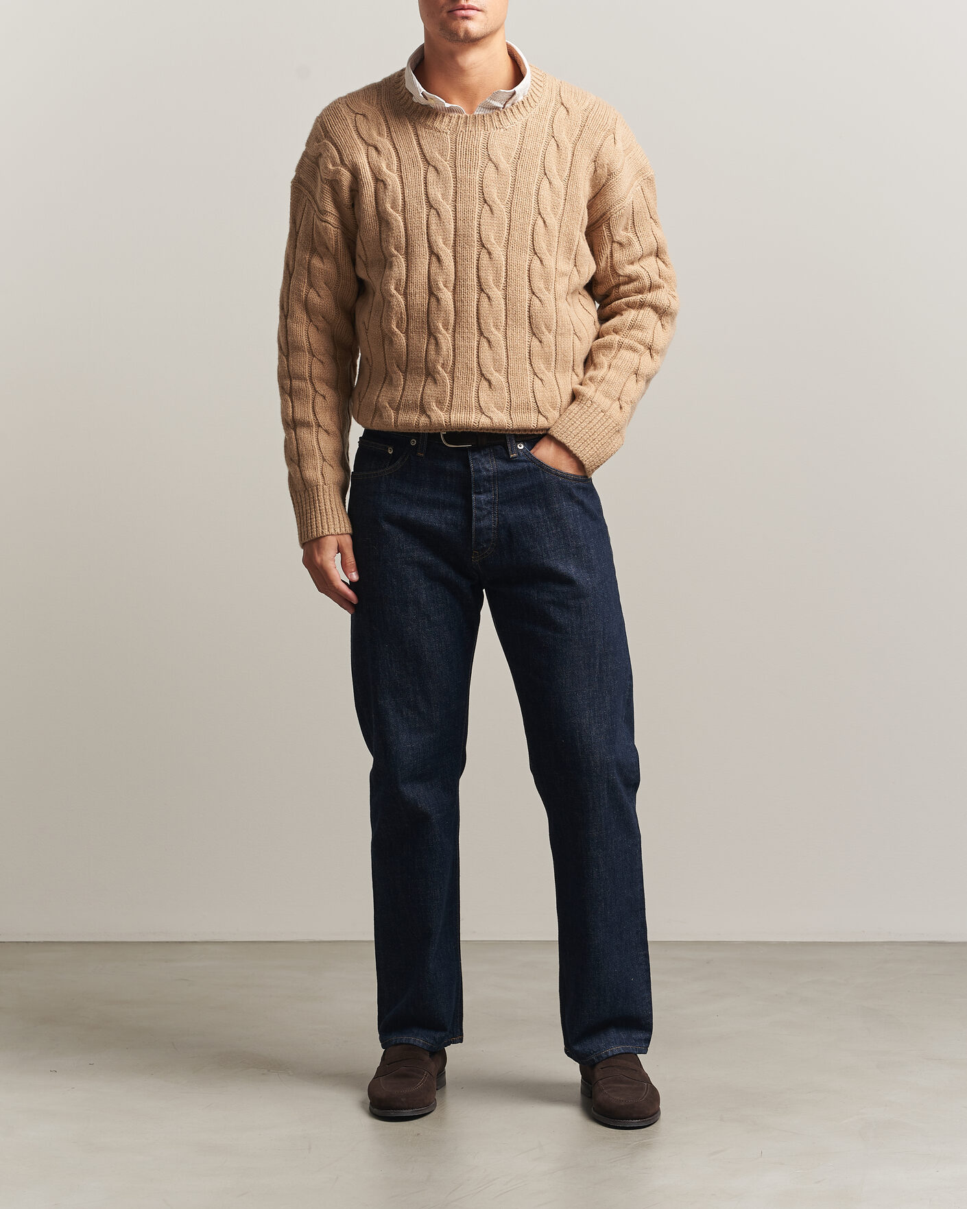 Men | Sweaters & Knitwear | Polo Ralph Lauren | Exploded Cabel Sweater Camel Melange
