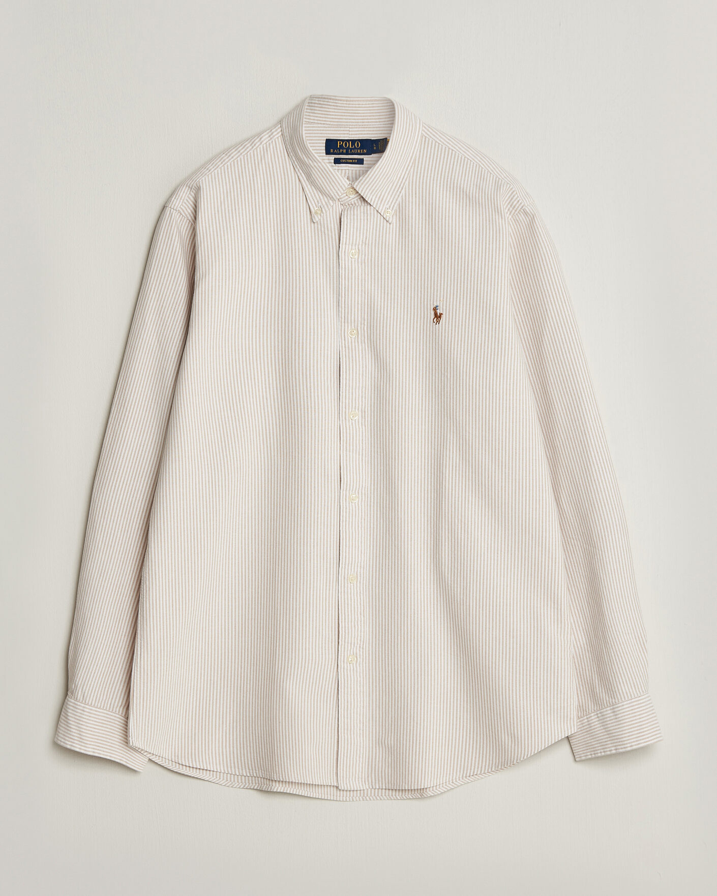 Men | Shirts | Polo Ralph Lauren | Custom Fit Striped Oxford Shirt Camel/White