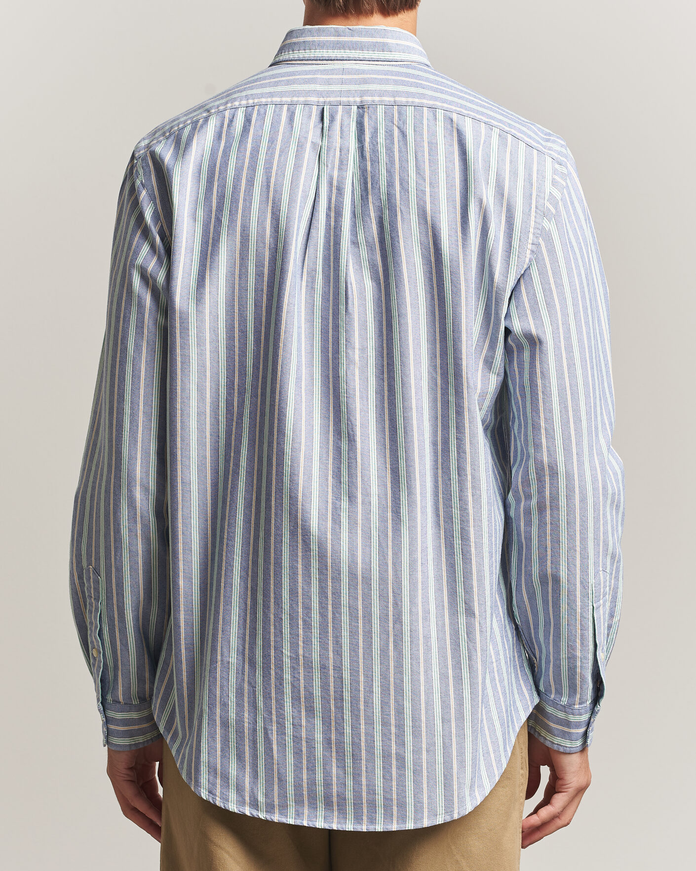Men | Shirts | Polo Ralph Lauren | Custom Fit Striped Pocket Oxford Shirt Navy/Yellow