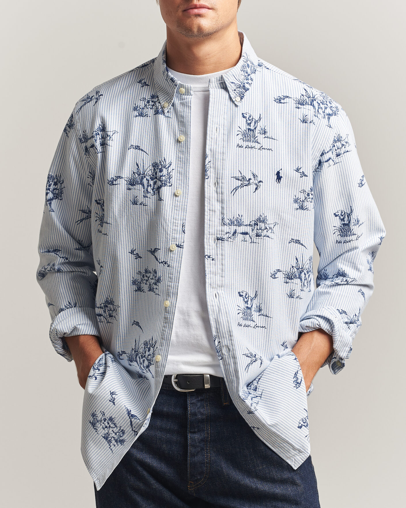Men | Shirts | Polo Ralph Lauren | Custom Fit Printed Oxford Shirt Field & Pheasant