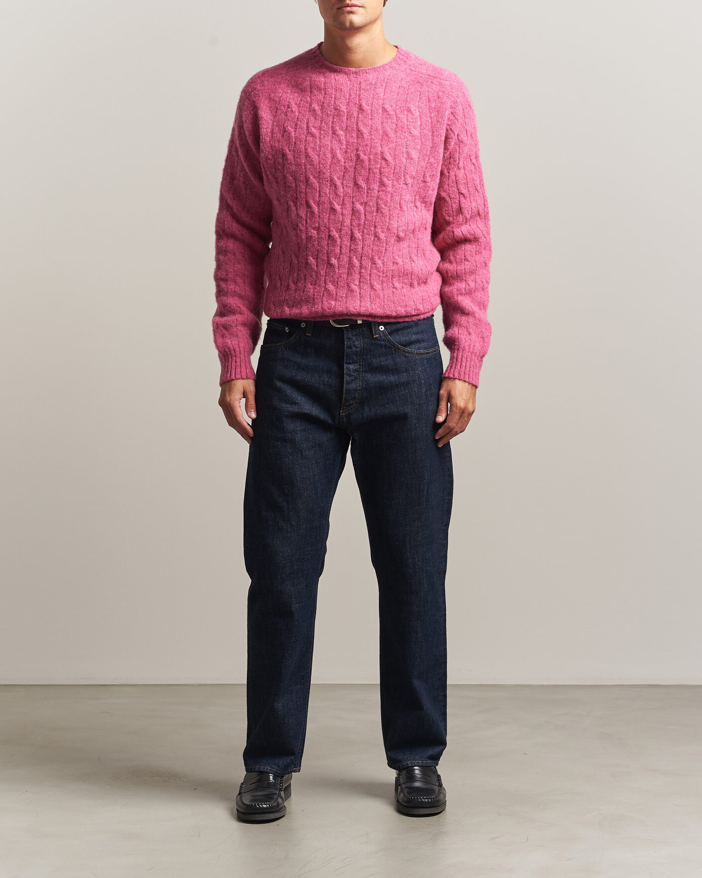 Men | Sweaters & Knitwear | Polo Ralph Lauren | Shaggy Cable Merino Pullover Thulian Pink Heather