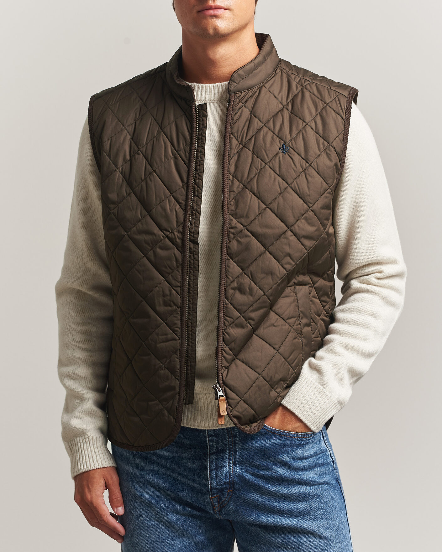 Men | Gilets | Morris | Teddy Quilted Vest Brown