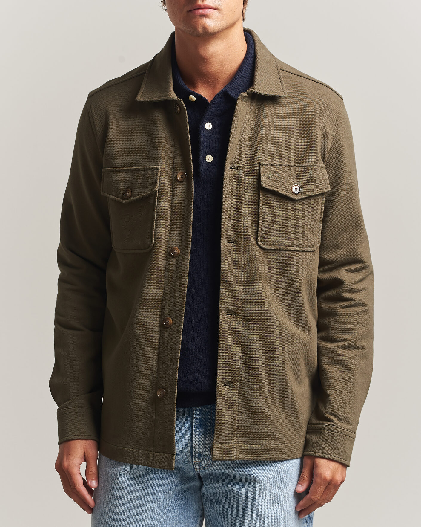 Morris Andrew Jersey Overshirt Olive at CareOfCarl.com
