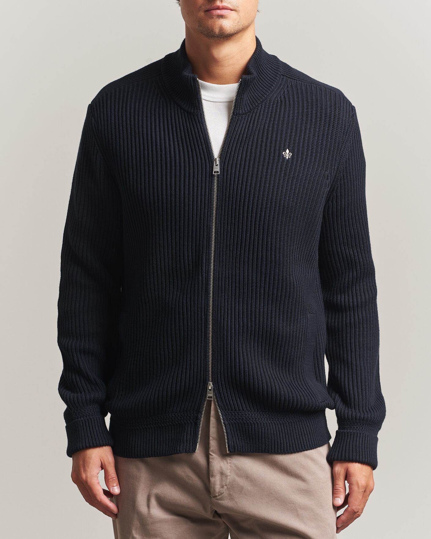 Men | Sweaters & Knitwear | Morris | Duncan Zip Cardigan Old Blue