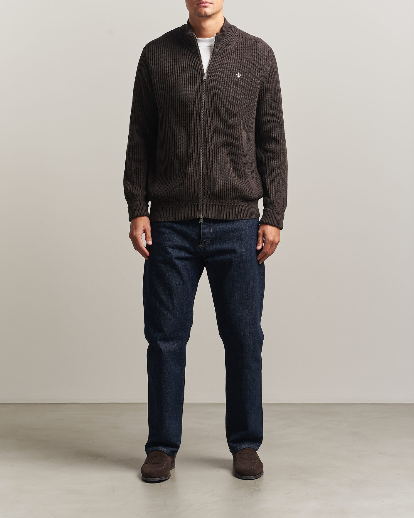 Morris Duncan Zip Cardigan Brown at CareOfCarl.com