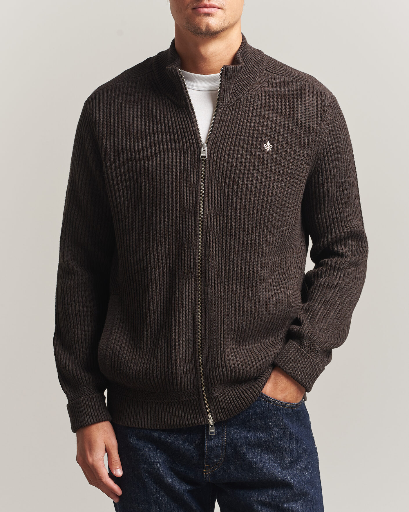 Morris Duncan Zip Cardigan Brown at CareOfCarl.com