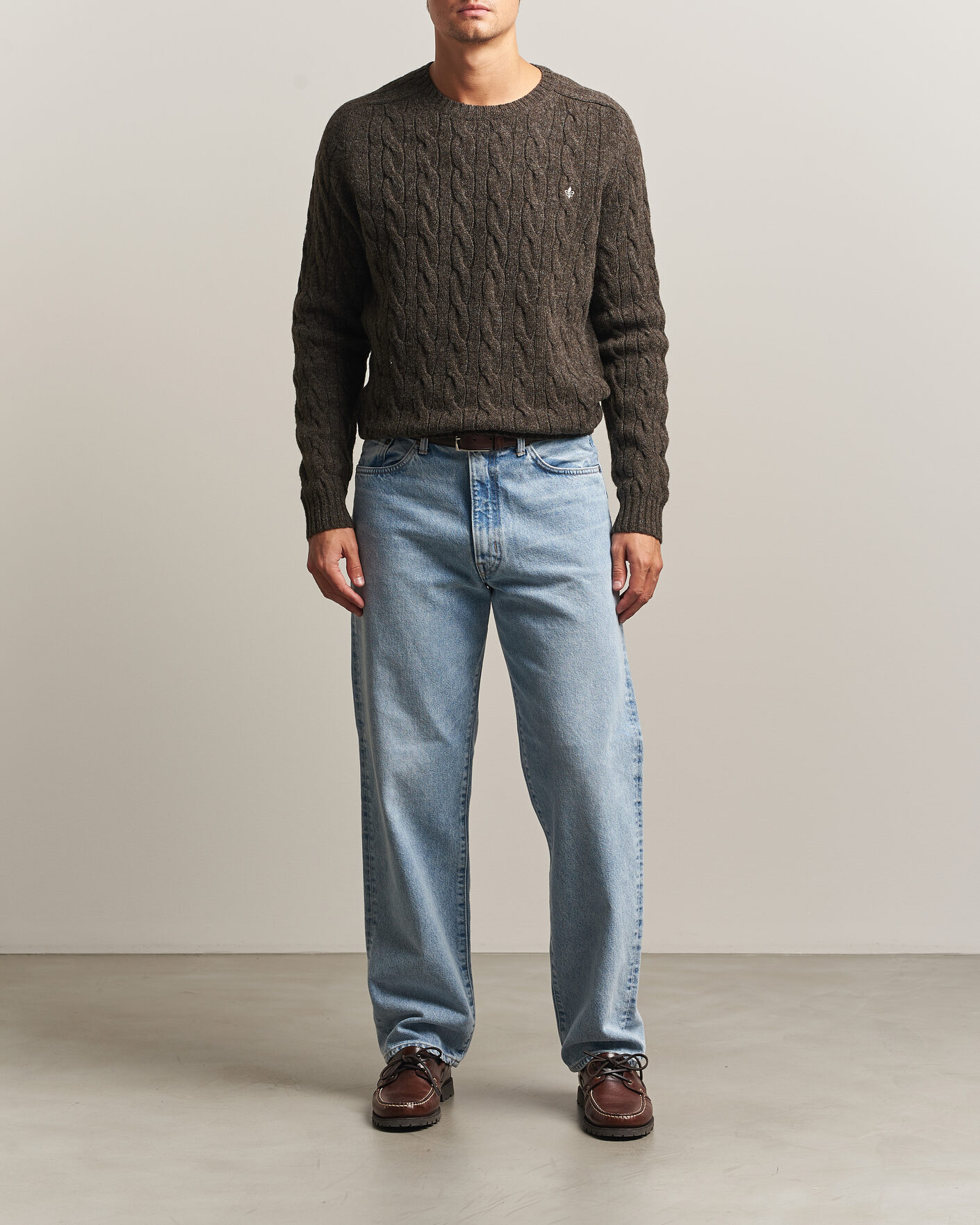 Men | Sweaters & Knitwear | Morris | Archard Cable Sweater Brown