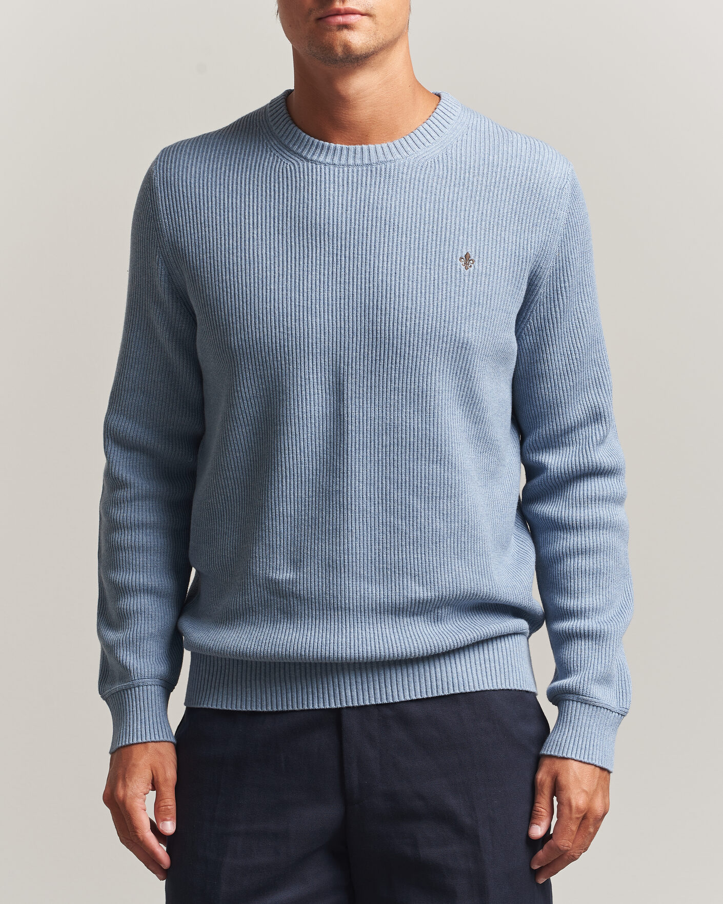 Men | Sweaters & Knitwear | Morris | Colin O-Neck Light Blue