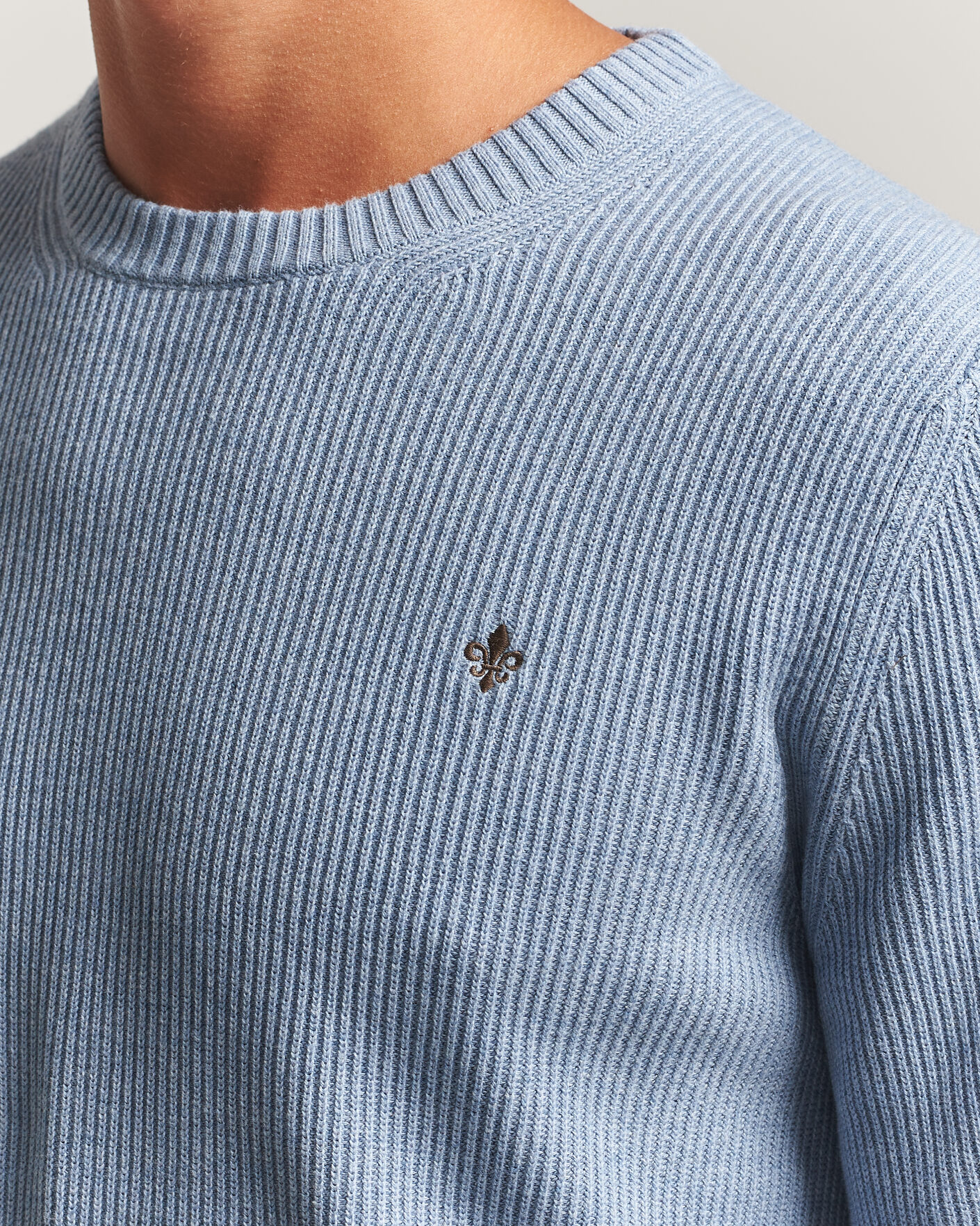 Men | Sweaters & Knitwear | Morris | Colin O-Neck Light Blue