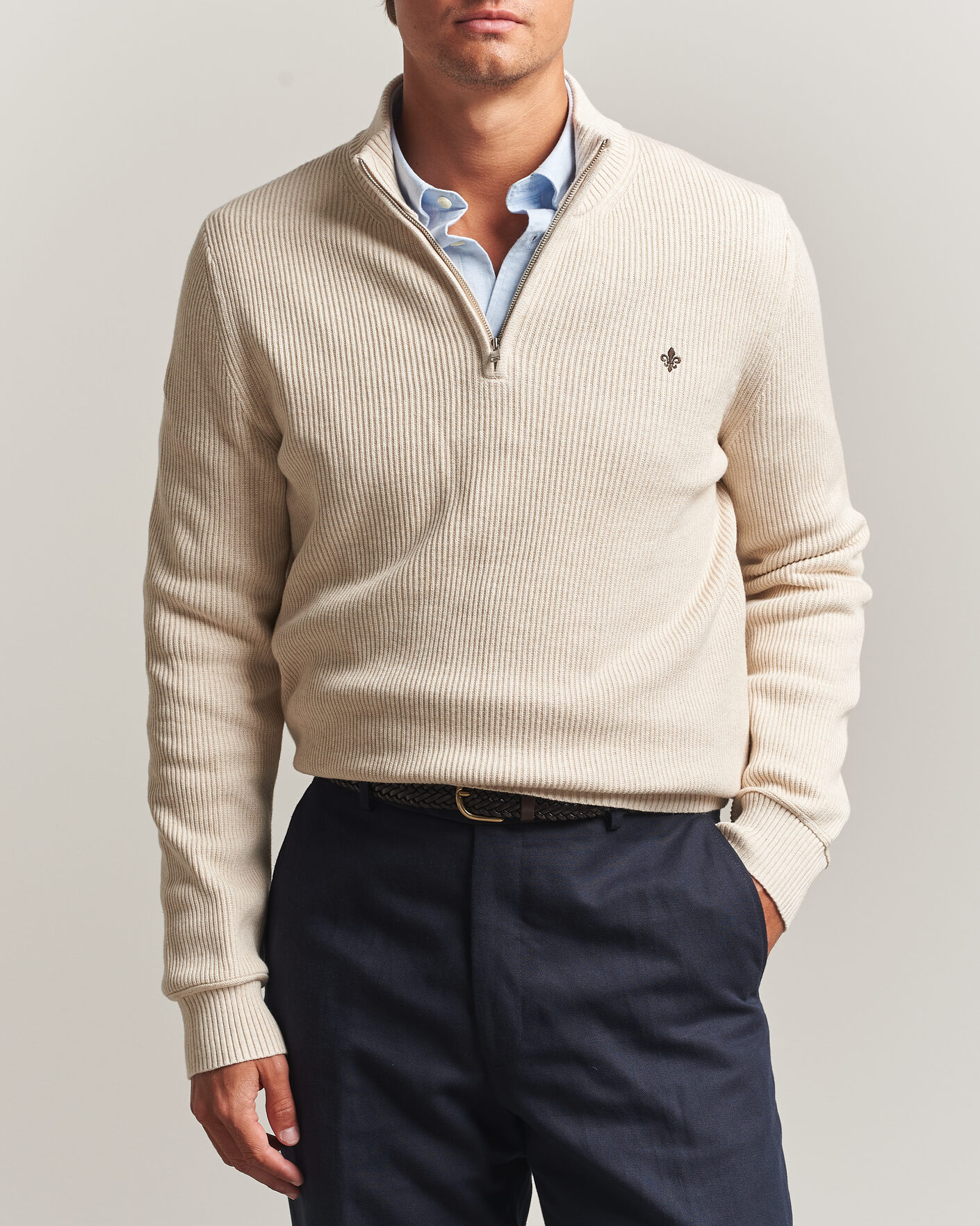 Men | Sweaters & Knitwear | Morris | Colin Half Zip Khaki