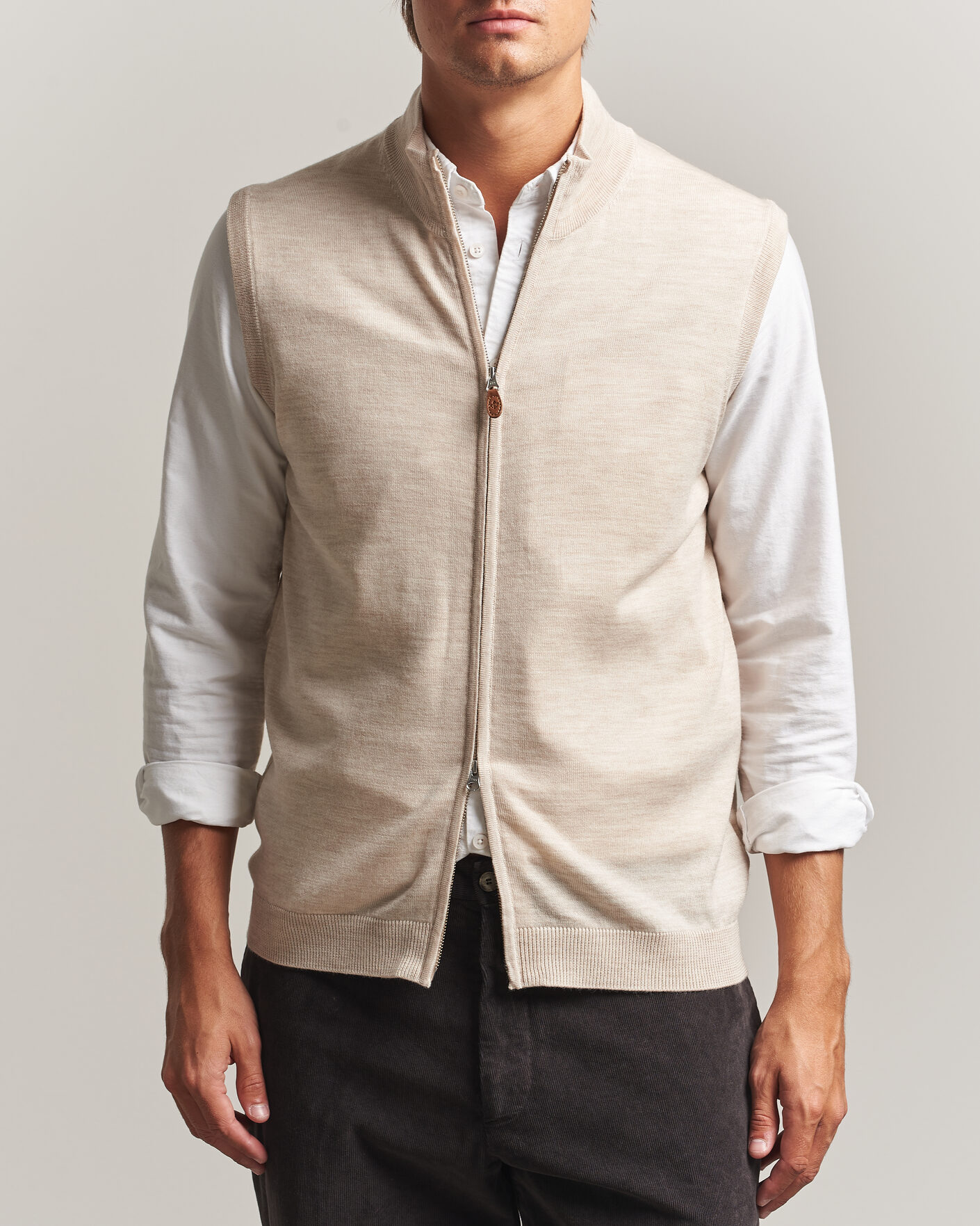 Morris Merino Zip Vest Off White at CareOfCarl.com
