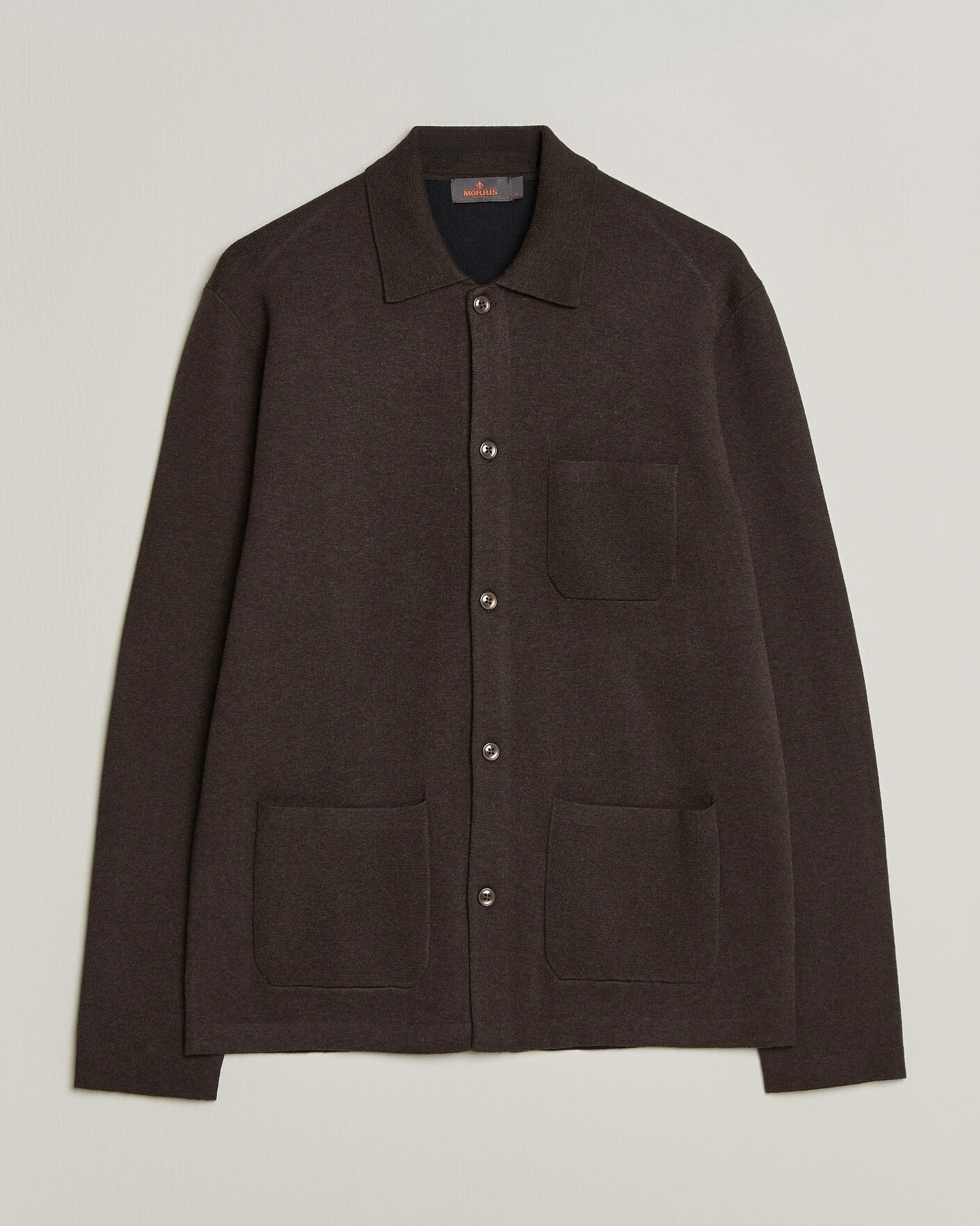 Men | Sweaters & Knitwear | Morris | Dudley Knitted Overshirt Brown