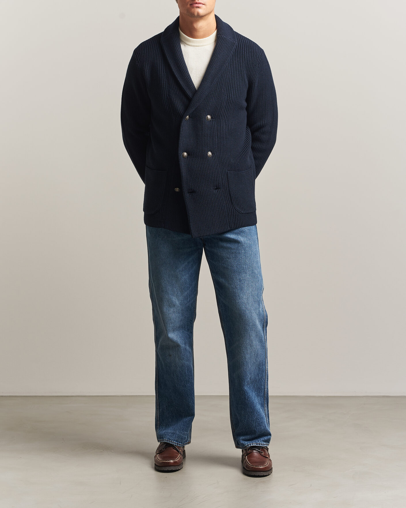 Men | Sweaters & Knitwear | Morris | Brayden DB Shawl Cardigan Navy
