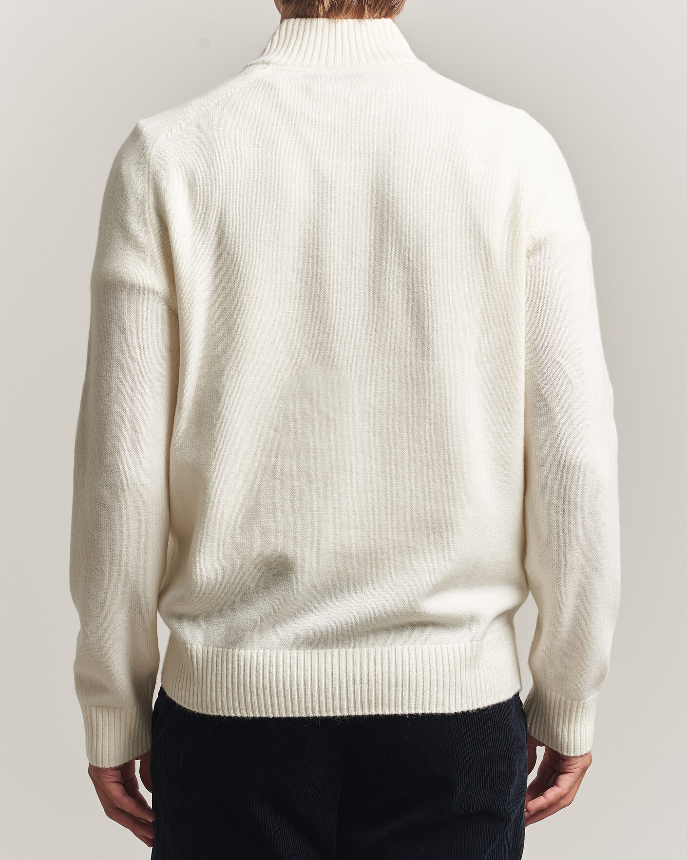 Men | Sweaters & Knitwear | Morris | Hertford Lambswool Half Zip Off White