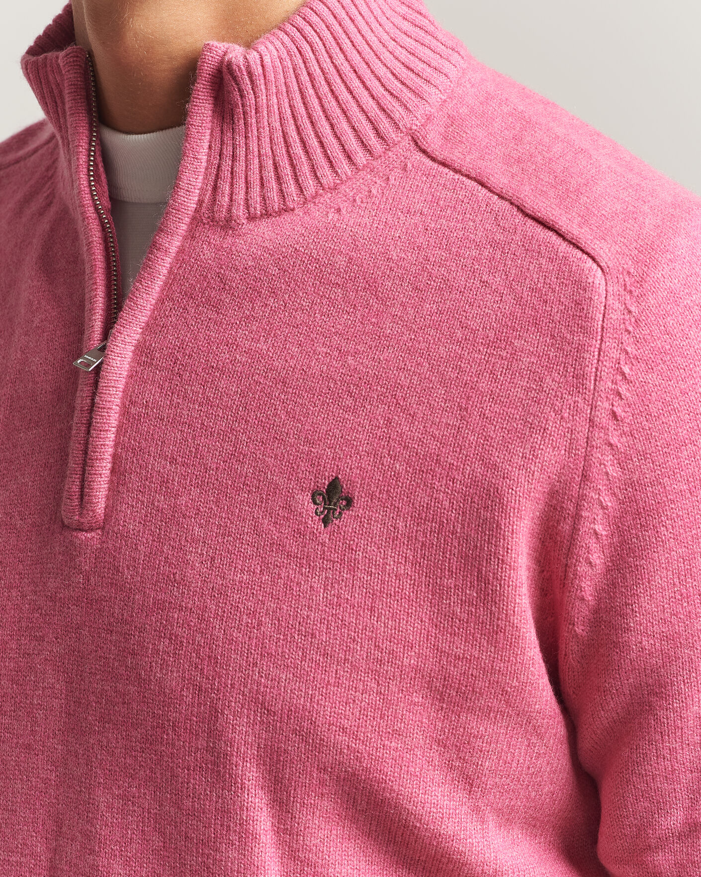 Men | Sweaters & Knitwear | Morris | Hertford Lambswool Half Zip Cerise