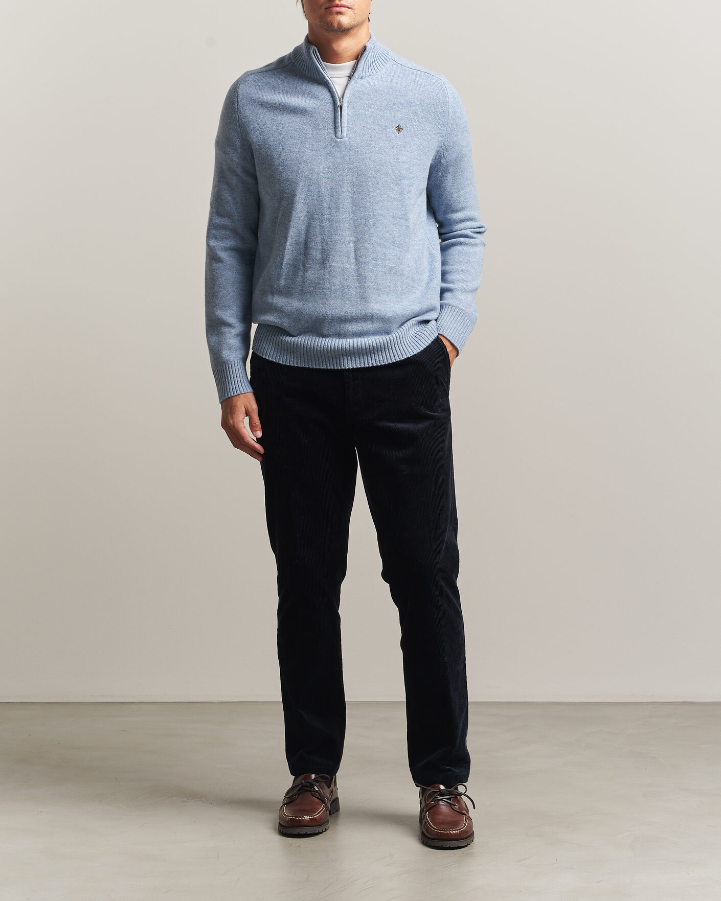Morris Hertford Lambswool Half Zip Blue at CareOfCarl.com