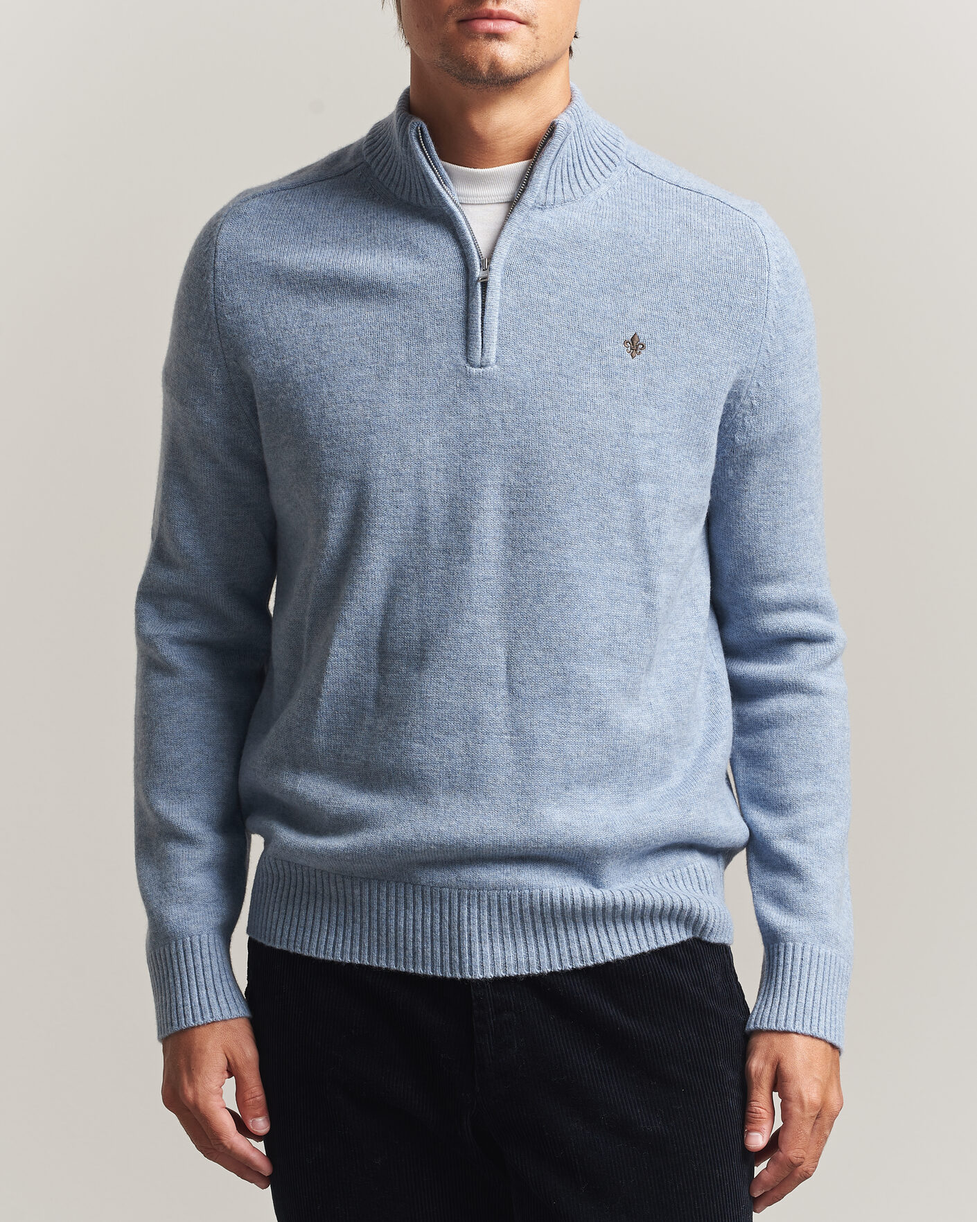 Morris Hertford Lambswool Half Zip Blue at CareOfCarl.com