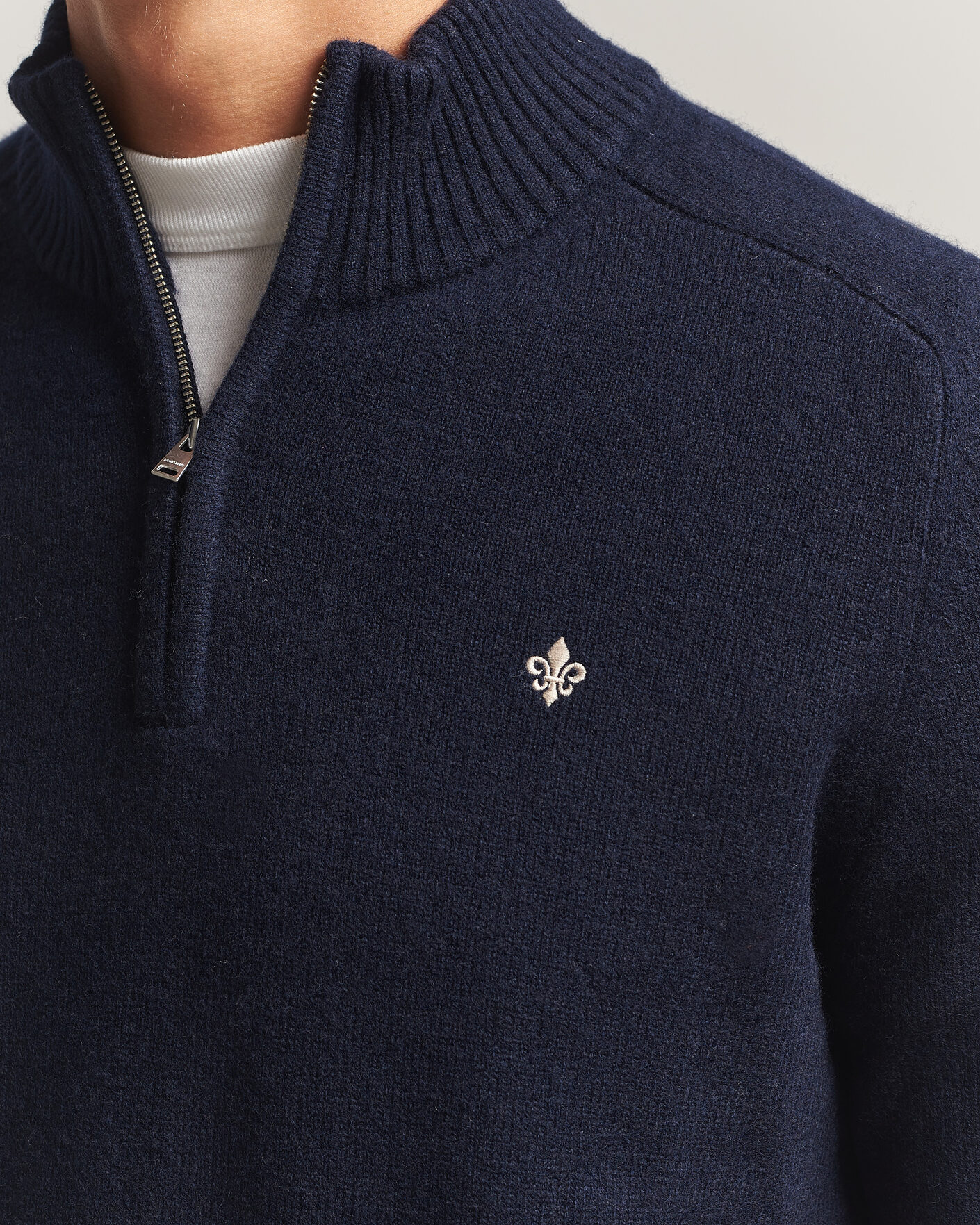 Men | Sweaters & Knitwear | Morris | Hertford Lambswool Half Zip Navy