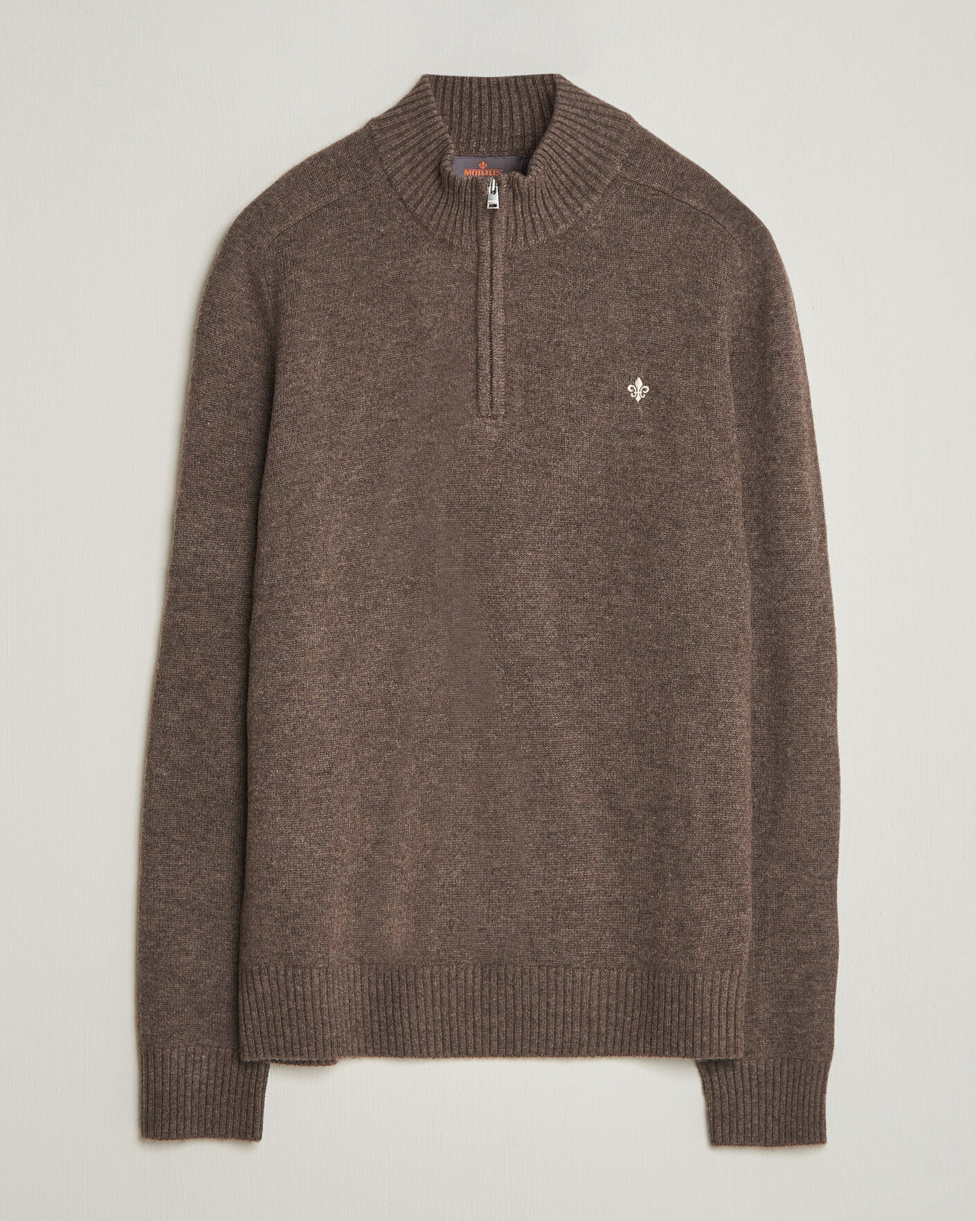 Men | Sweaters & Knitwear | Morris | Hertford Lambswool Half Zip Brown