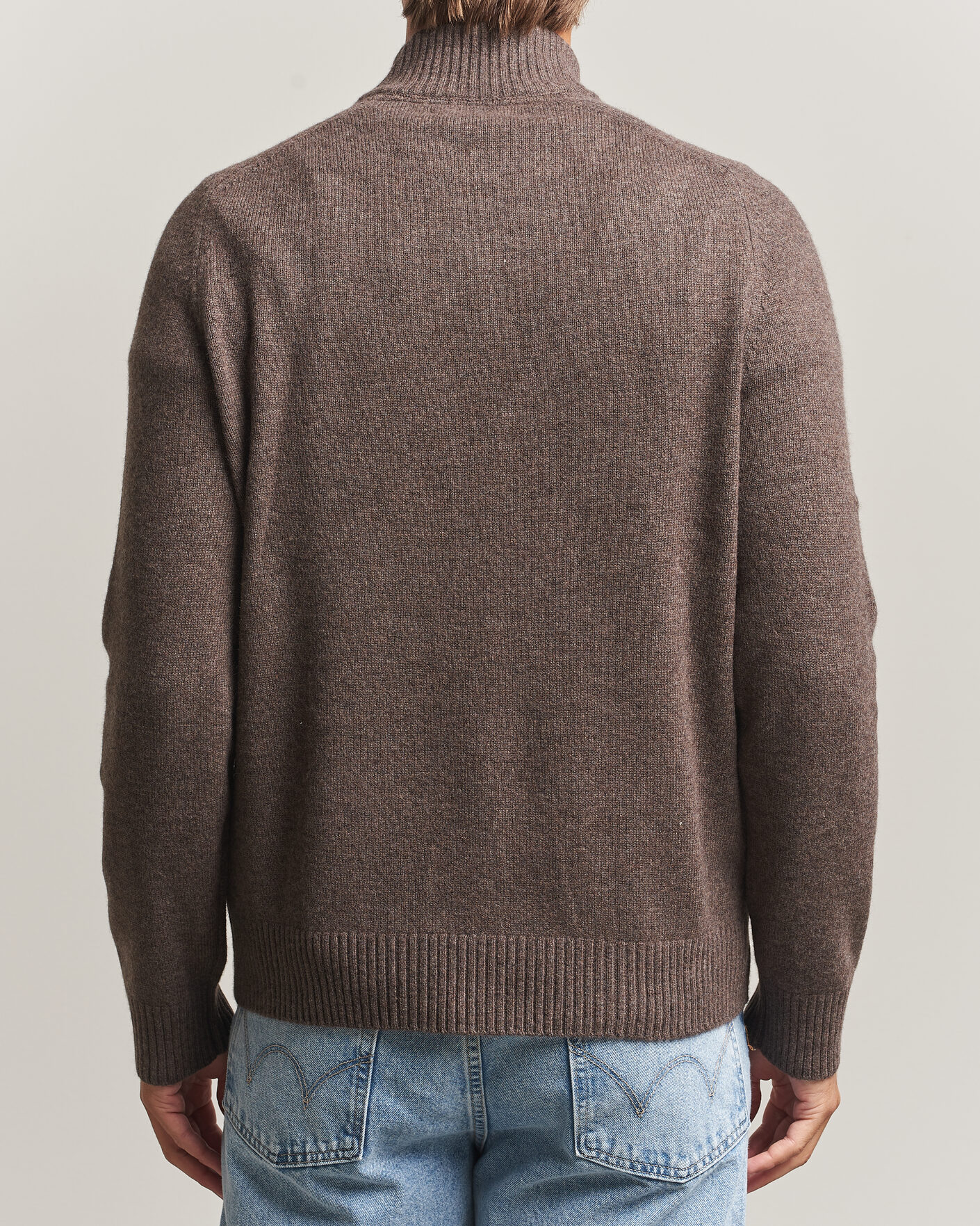 Men | Sweaters & Knitwear | Morris | Hertford Lambswool Half Zip Brown