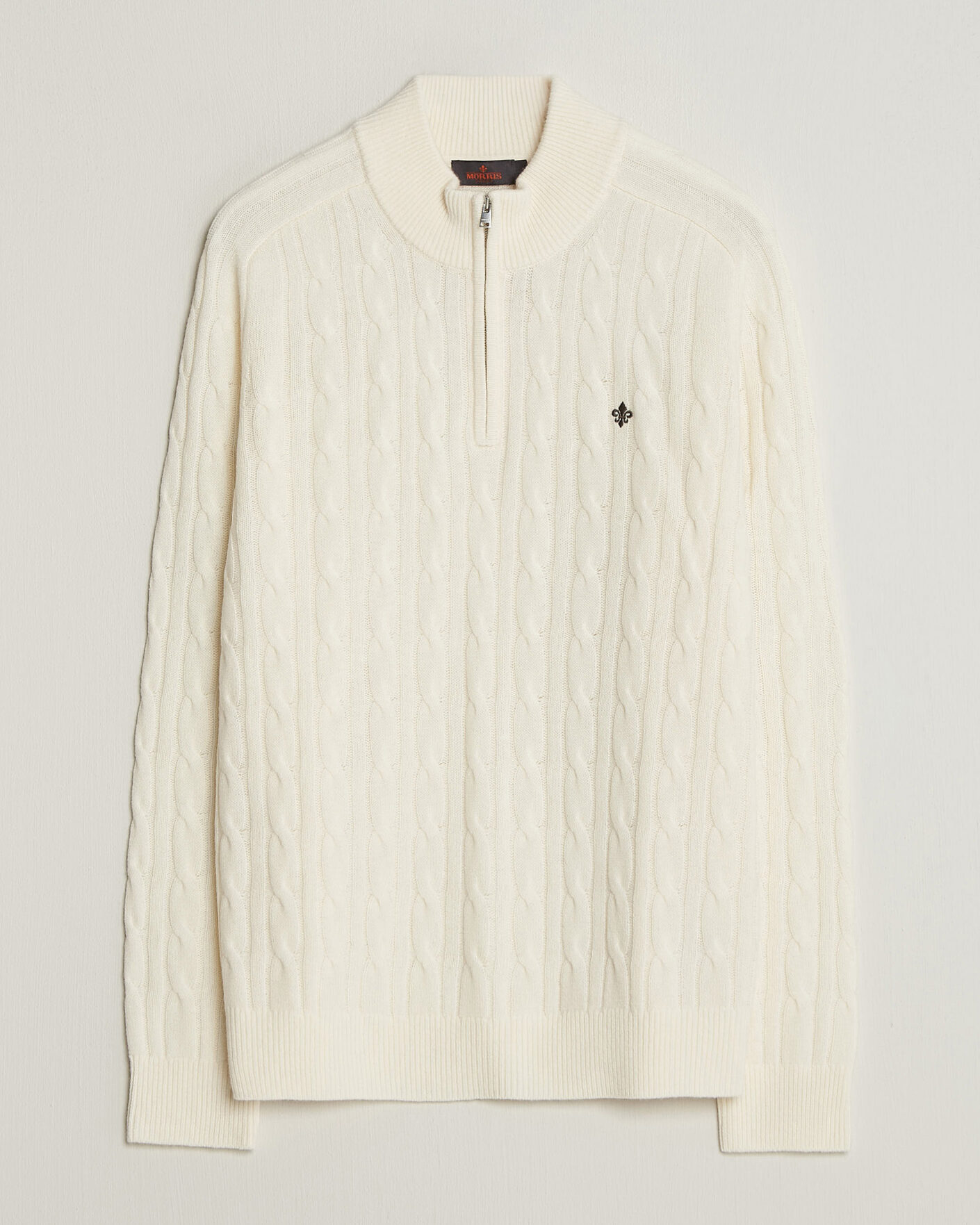 Men | Sweaters & Knitwear | Morris | Hertford Cable Half Zip Off White