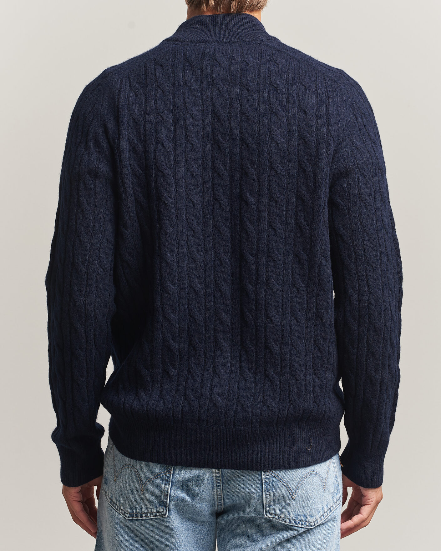 Men | Sweaters & Knitwear | Morris | Hertford Cable Half Zip Navy