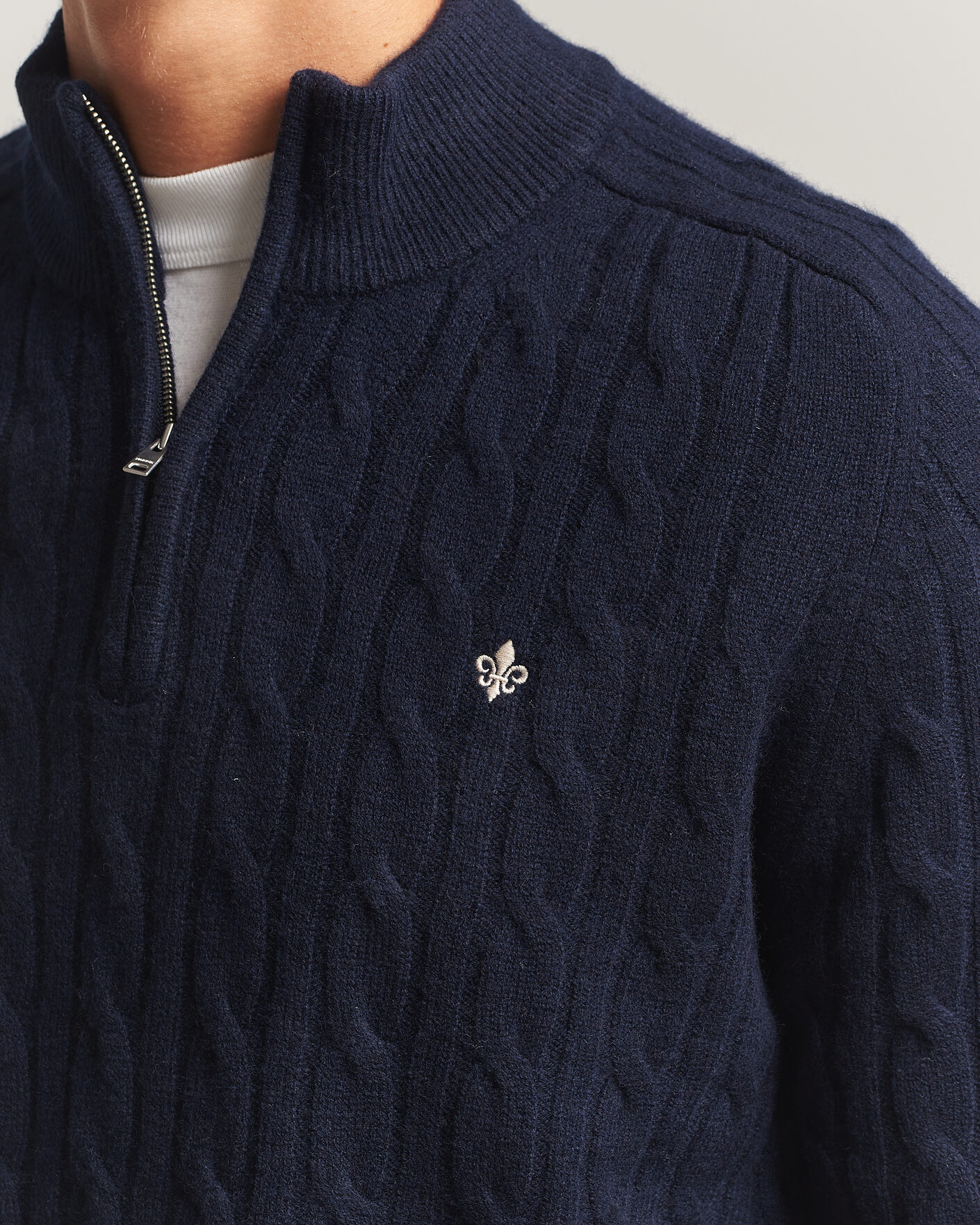 Men | Sweaters & Knitwear | Morris | Hertford Cable Half Zip Navy