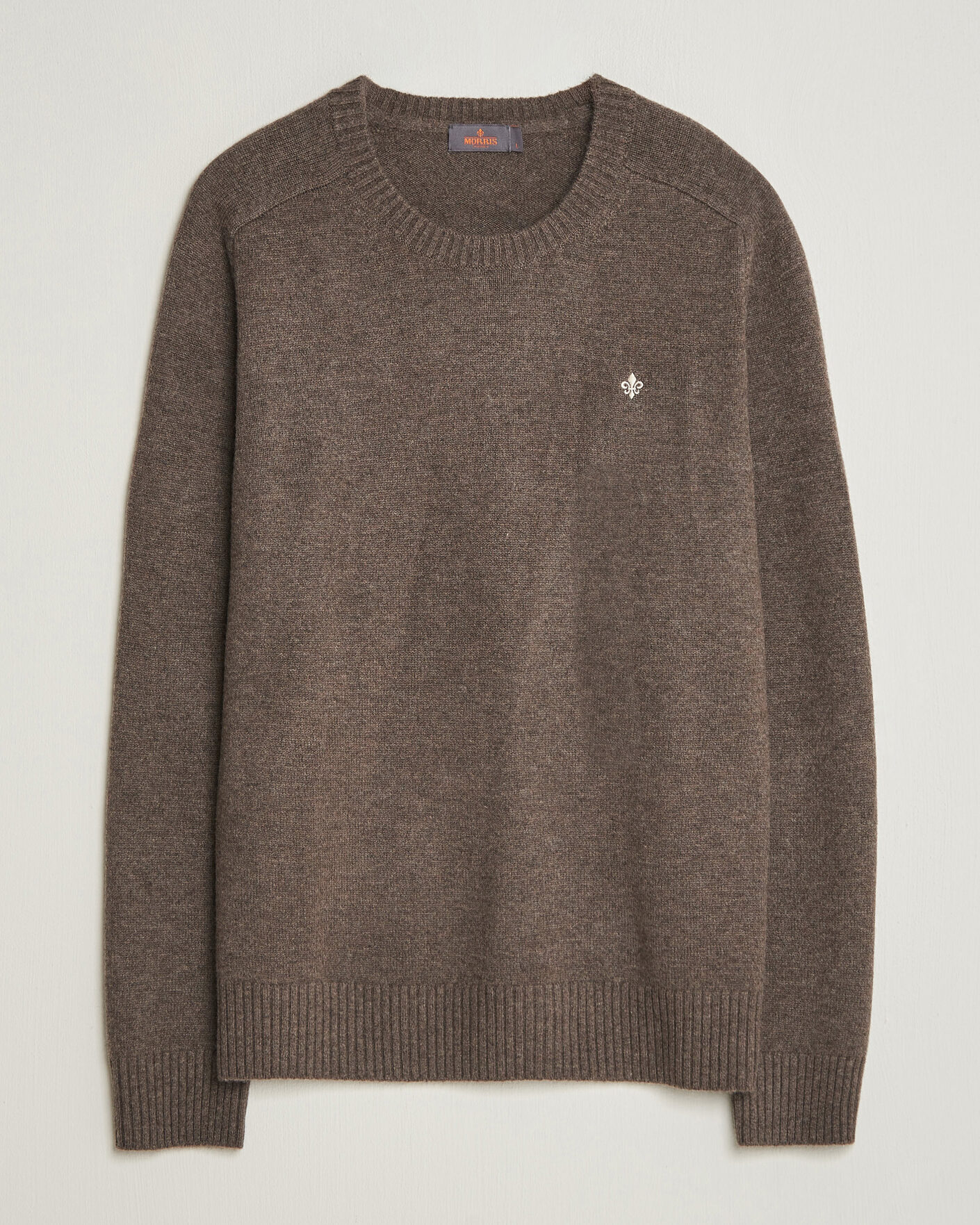 Men | Sweaters & Knitwear | Morris | Hertford Lambswool Crew Neck Brown