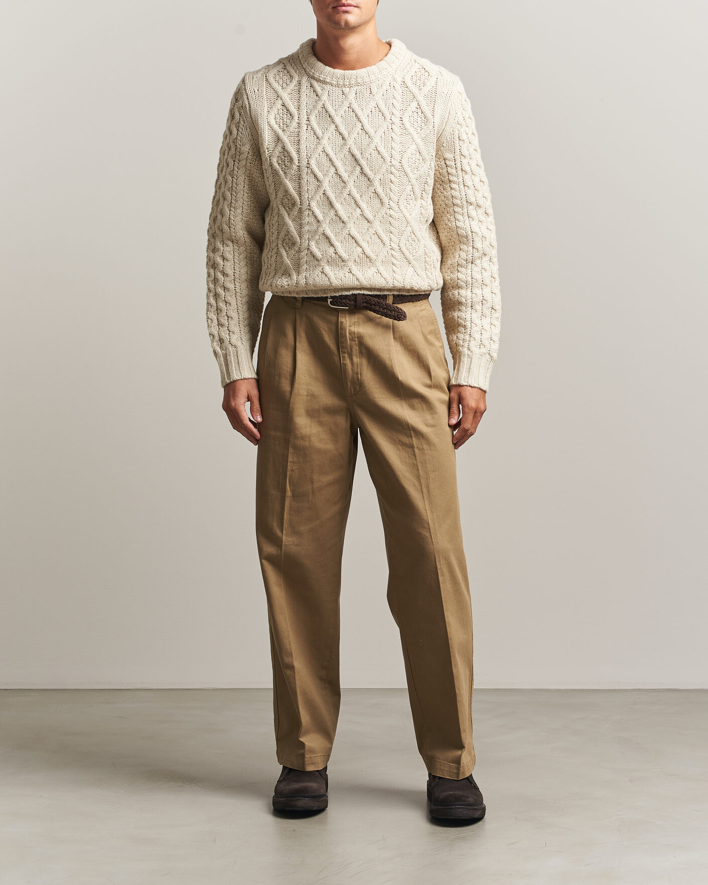 Men | Sweaters & Knitwear | Morris | Ramsey Cable Sweater Off White