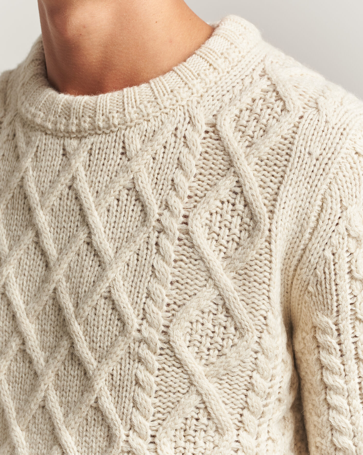 Men | Sweaters & Knitwear | Morris | Ramsey Cable Sweater Off White