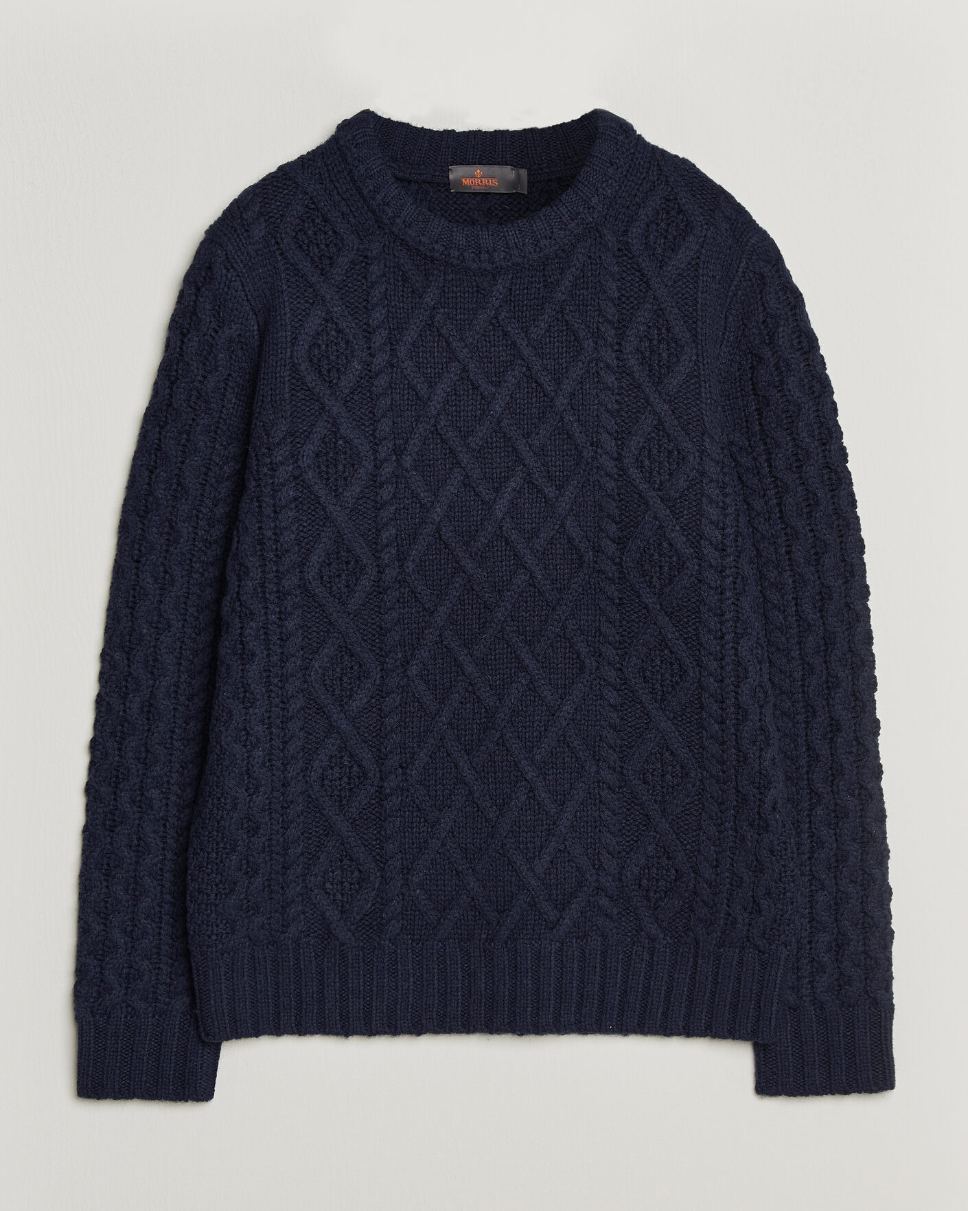 Morris Ramsey Cable Sweater Navy at CareOfCarl.com