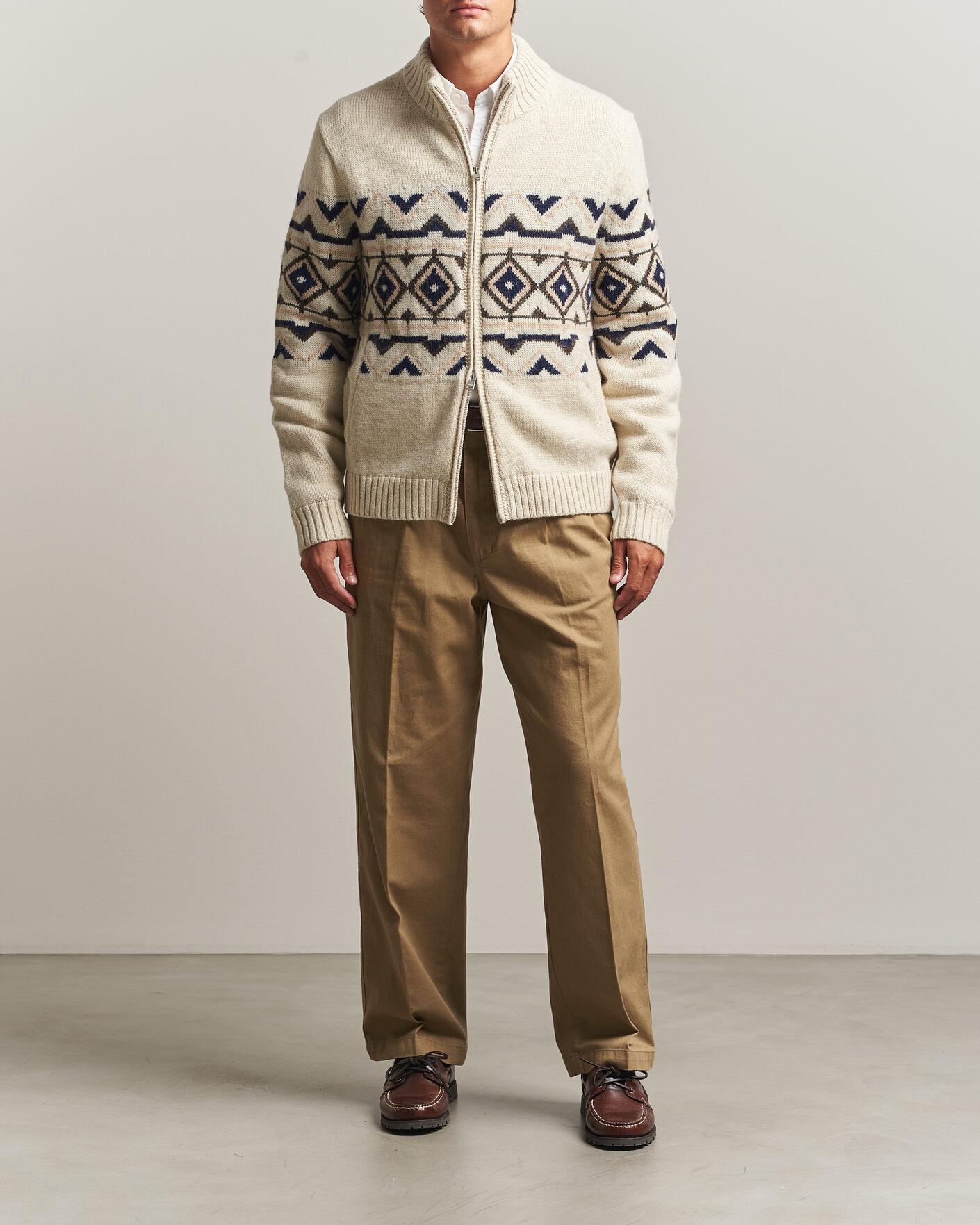 Men | Sweaters & Knitwear | Morris | Hadley Zip Cardigan Off White