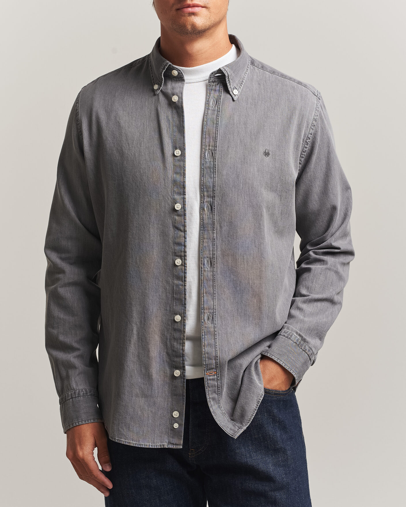 Men | Shirts | Morris | Light Denim Shirt Grey
