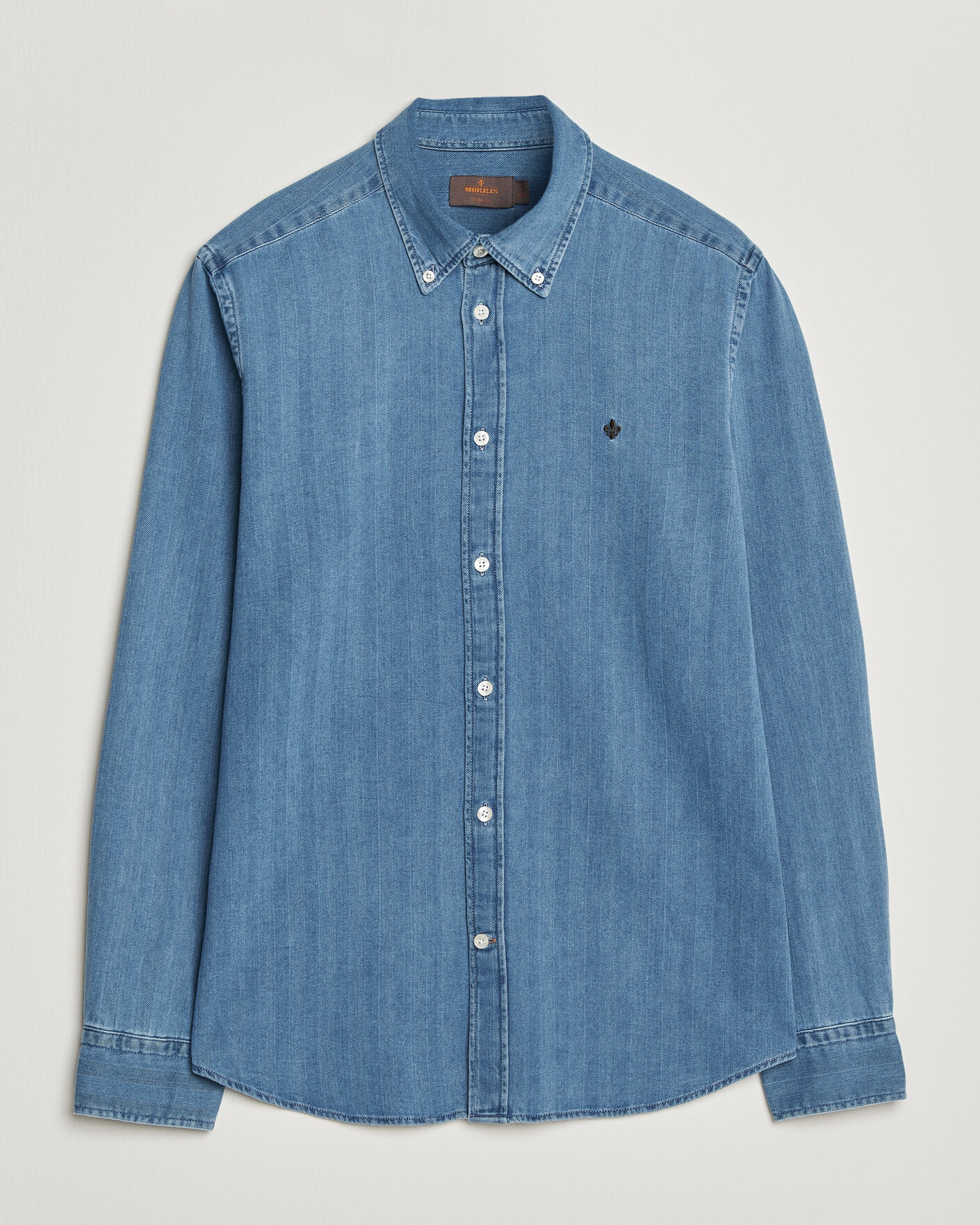 Men | Shirts | Morris | Indigo Herringbone Shirt Light Blue