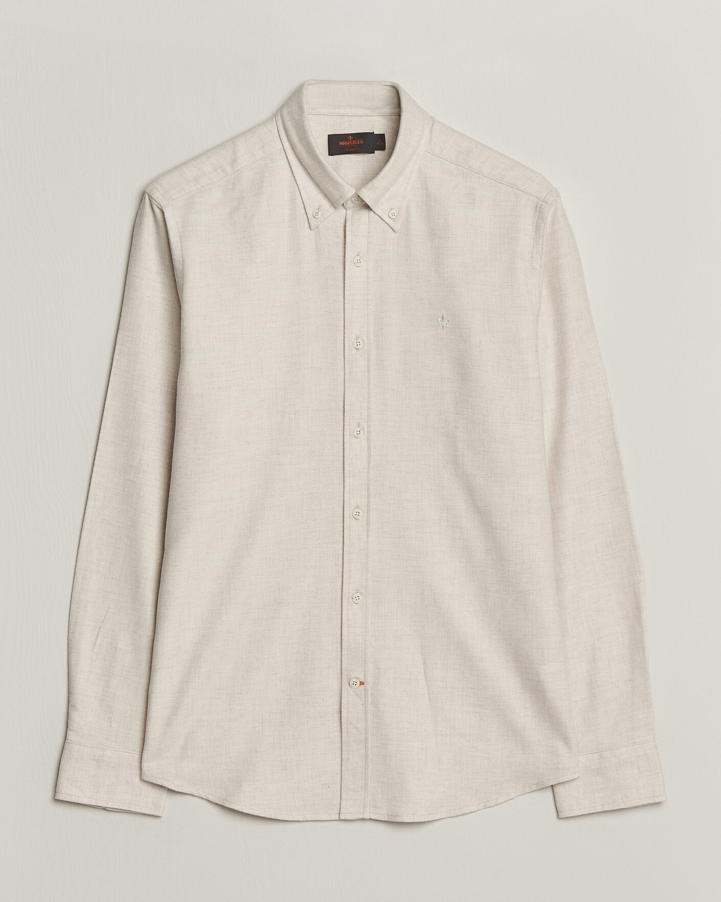 Men | Shirts | Morris | Flannel Herringbone Shirt Off White