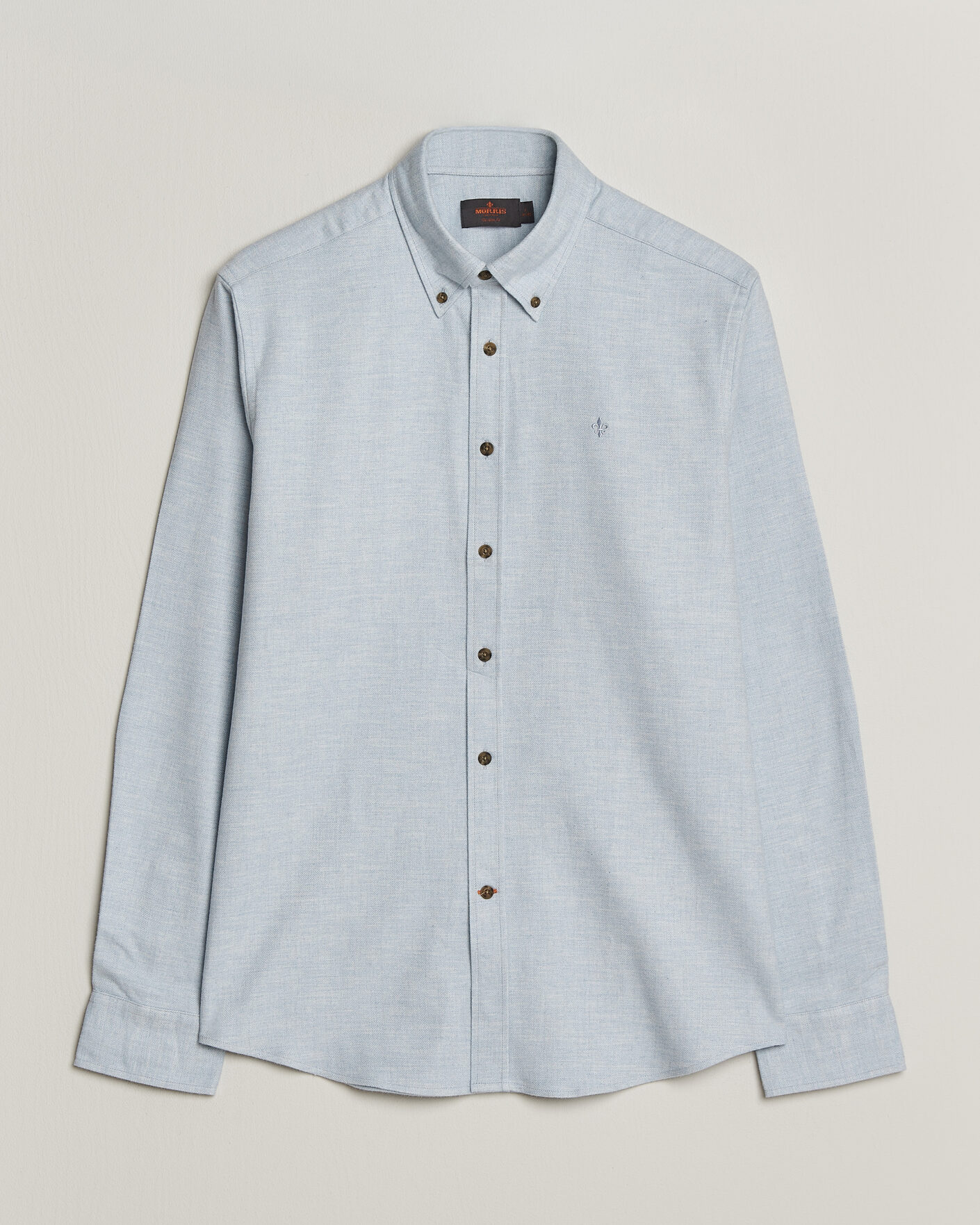 Men | Shirts | Morris | Flannel Herringbone Shirt Light Blue