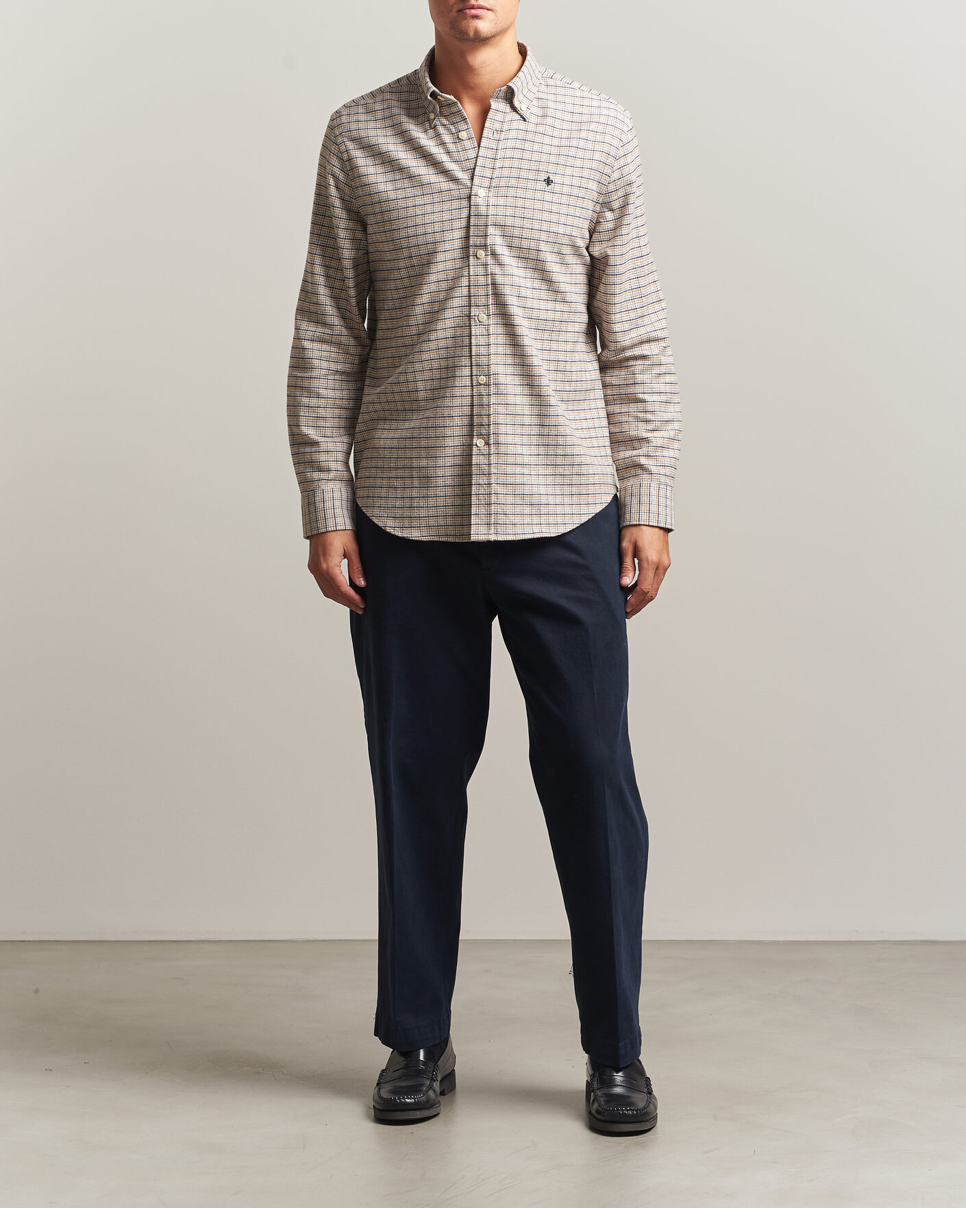 Men | Shirts | Morris | Flannel Mouliné Shirt Khaki