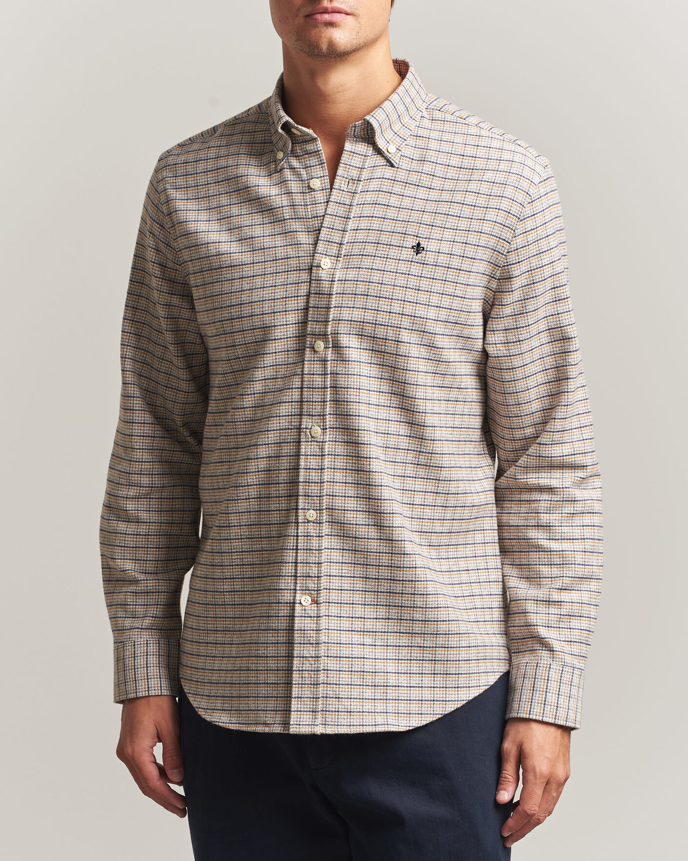 Men | Shirts | Morris | Flannel Mouliné Shirt Khaki