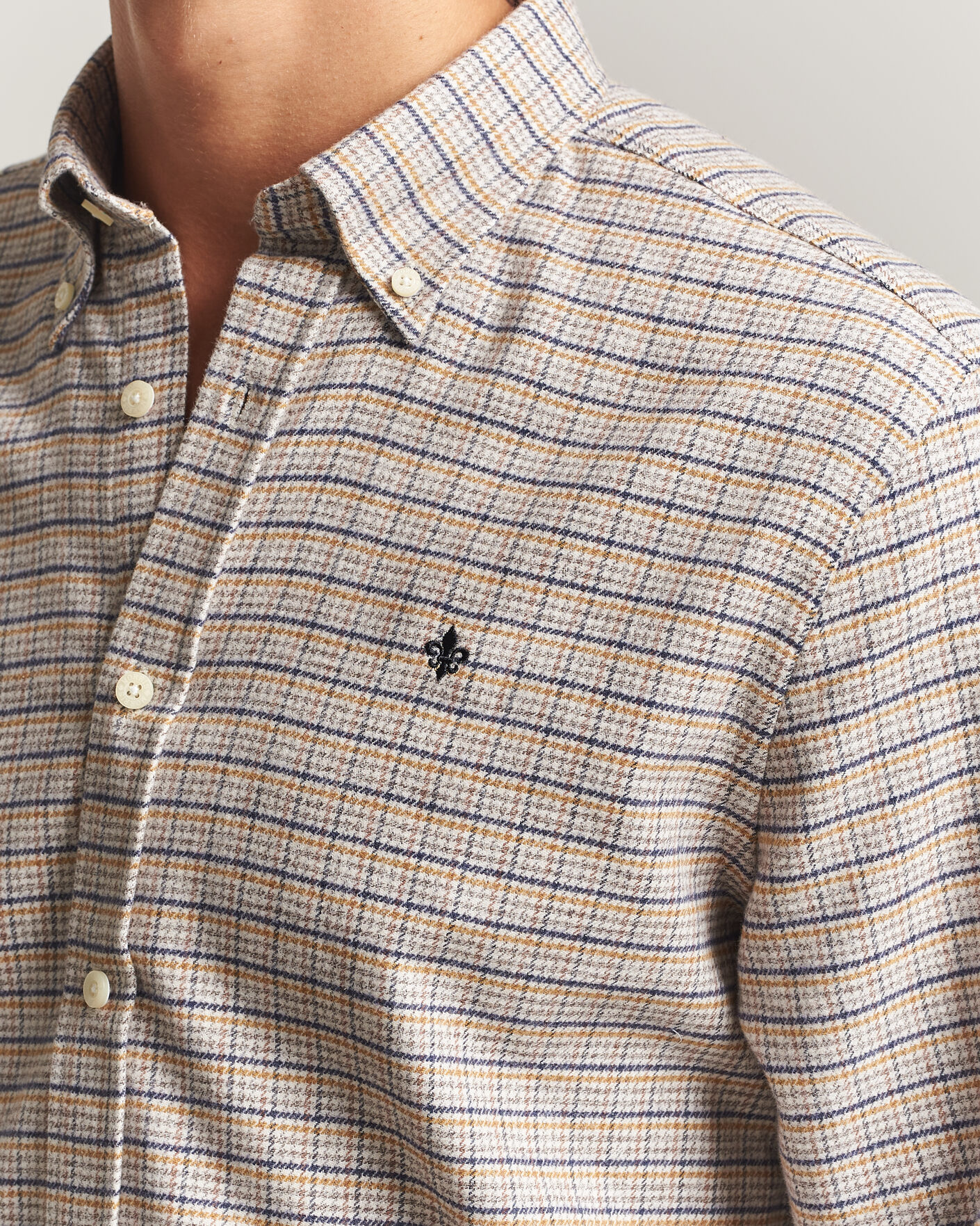 Men | Shirts | Morris | Flannel Mouliné Shirt Khaki
