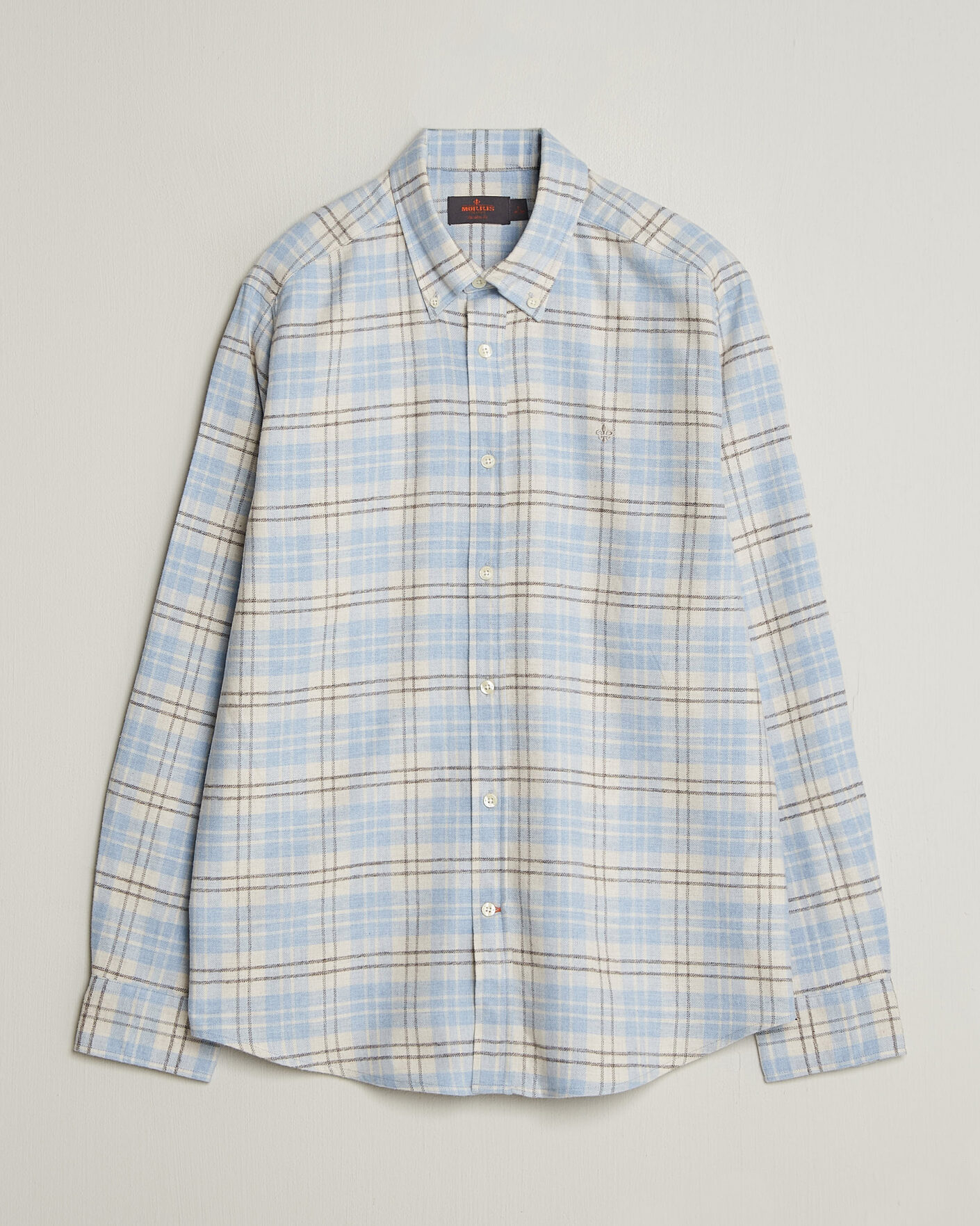 Men | Shirts | Morris | Flannel Mouliné Shirt Light Blue