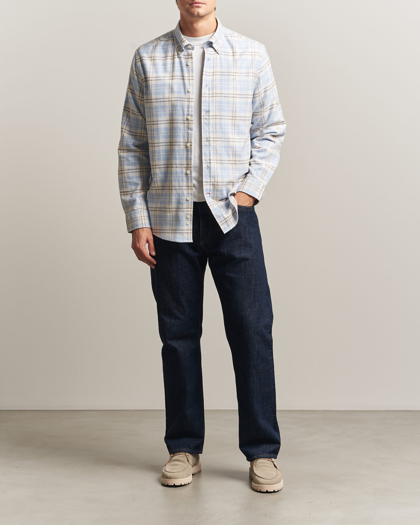 Men | Shirts | Morris | Flannel Mouliné Shirt Light Blue