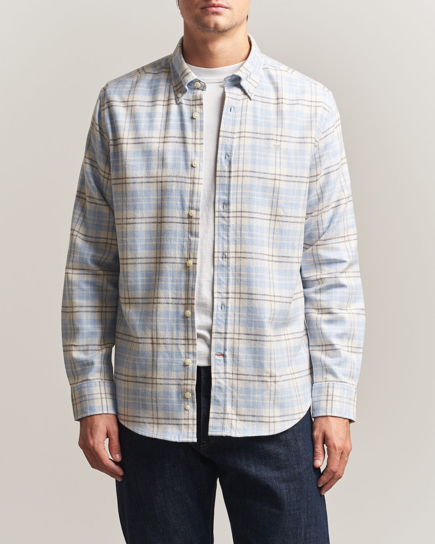 Men | Shirts | Morris | Flannel Mouliné Shirt Light Blue