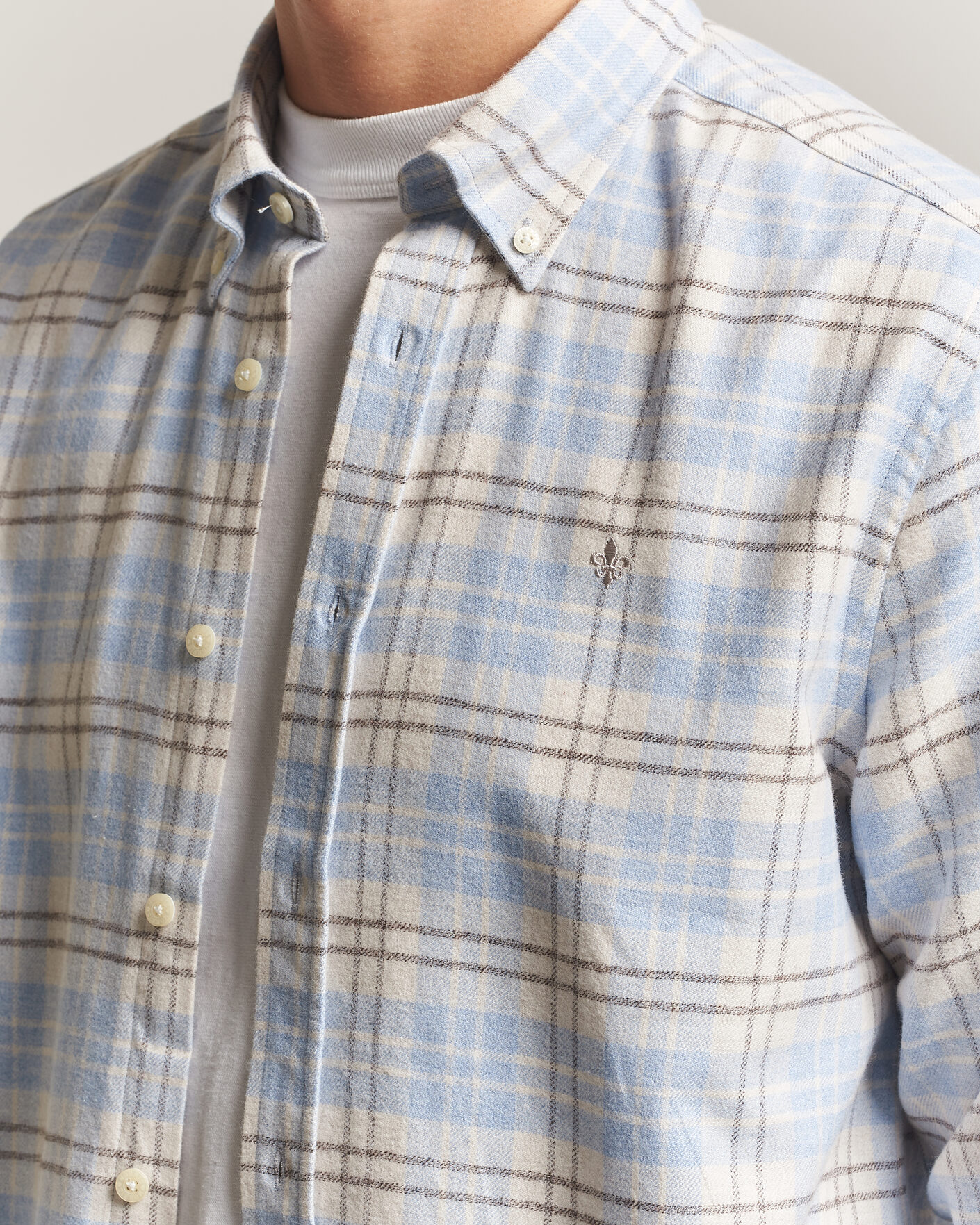 Men | Shirts | Morris | Flannel Mouliné Shirt Light Blue