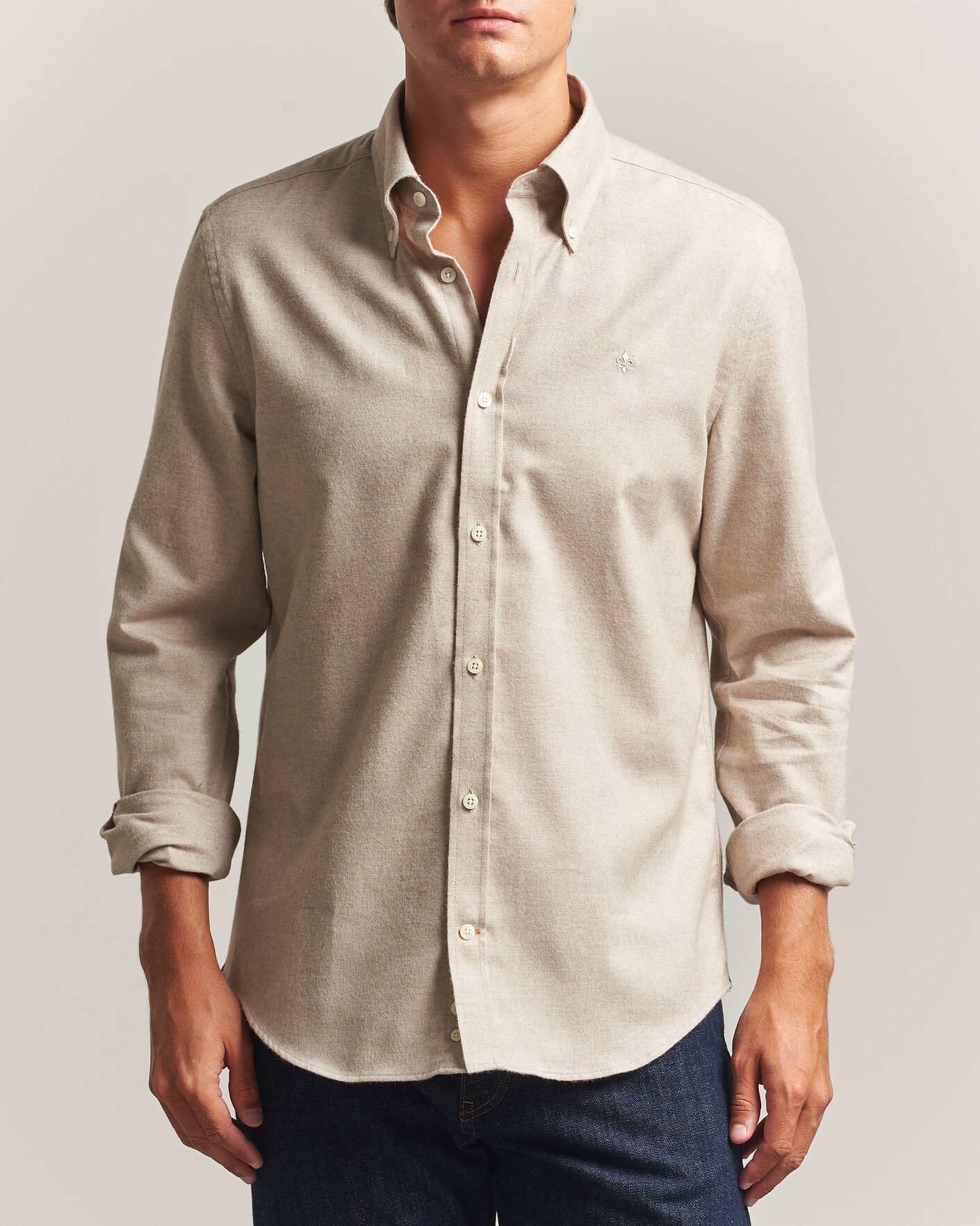 Men | Shirts | Morris | Cashmere Twill Shirt Khaki