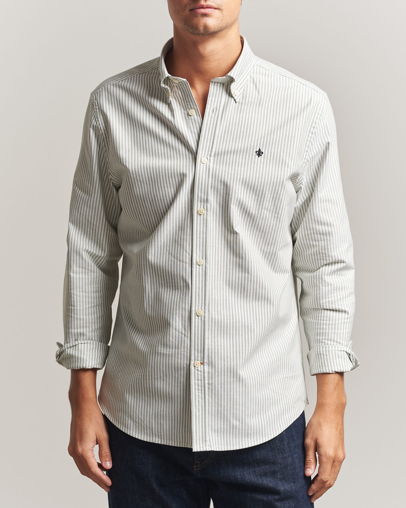 Men | Shirts | Morris | Douglas Oxford Stripe Shirt Olive
