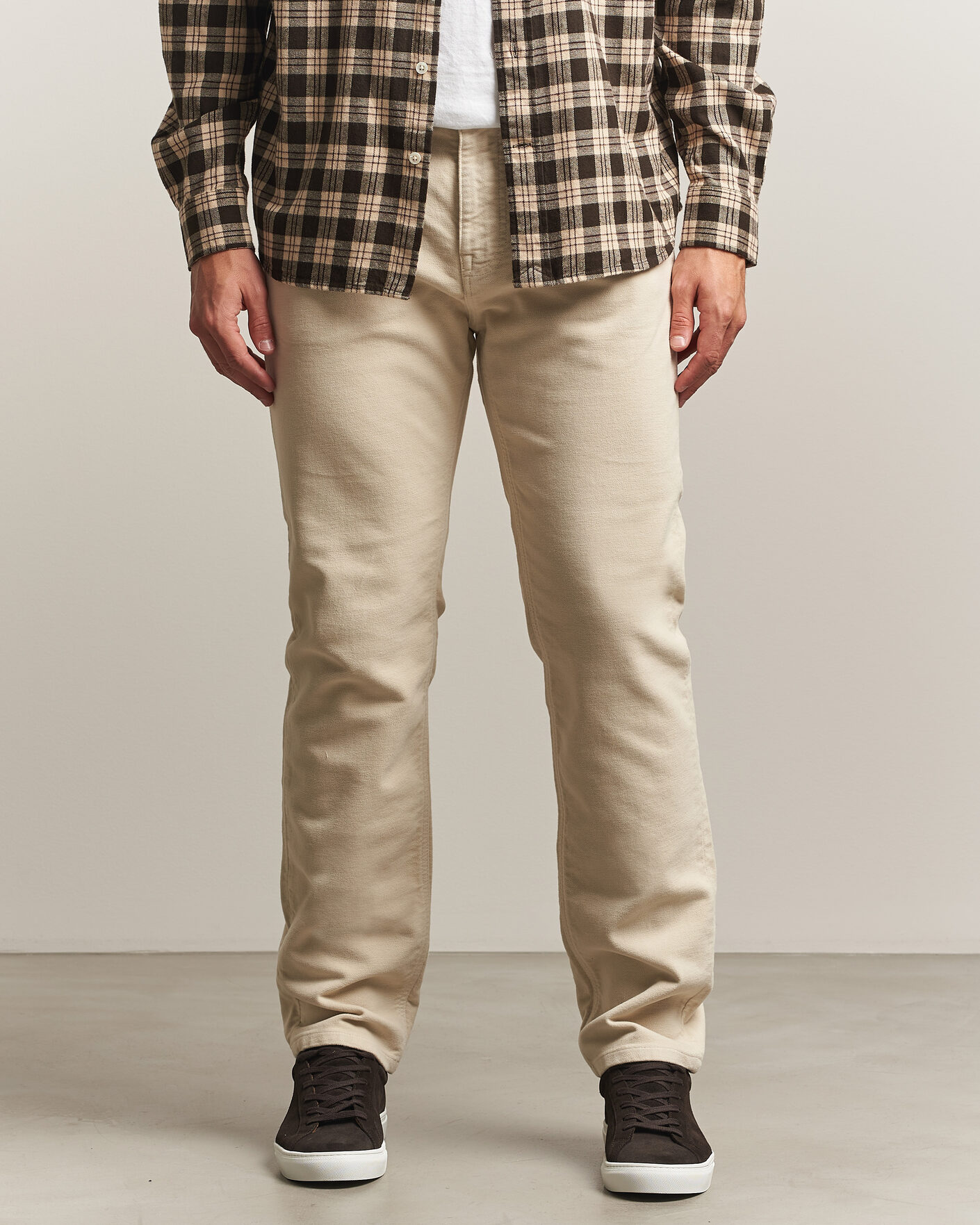 Men | Trousers | Morris | James Winter Twill 5-Pocket Pants Off White